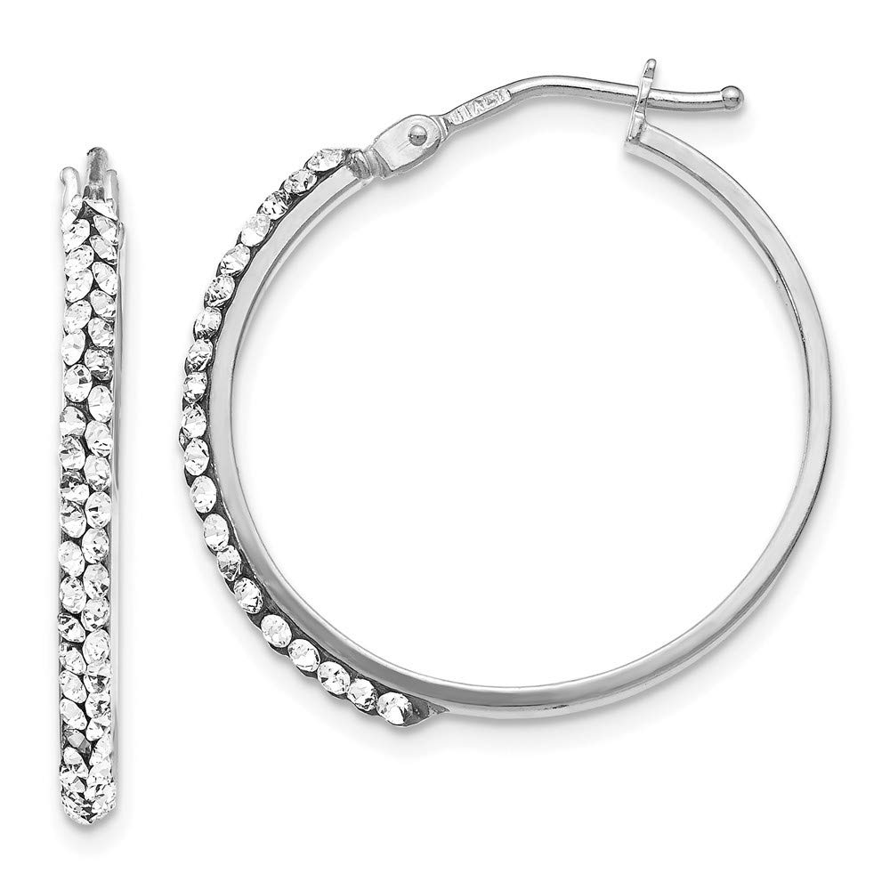 14K White Gold & Yellow Gold Polished Crystal Hoop Earrings for Women - 2mm Dainty Elegant Jewelry Gift Set - Perfect for Weddings, Parties & Everyday Wear
