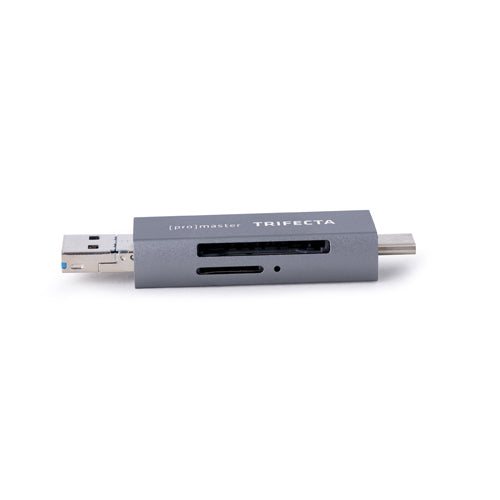 Promaster Trifecta UHS-I SD & Micro SD Card Reader - High-Speed USB 3.0 Memory Card Adapter for Photographers, Videographers & Content Creators - Perfect for DSLR Cameras, Drones & Action Cameras