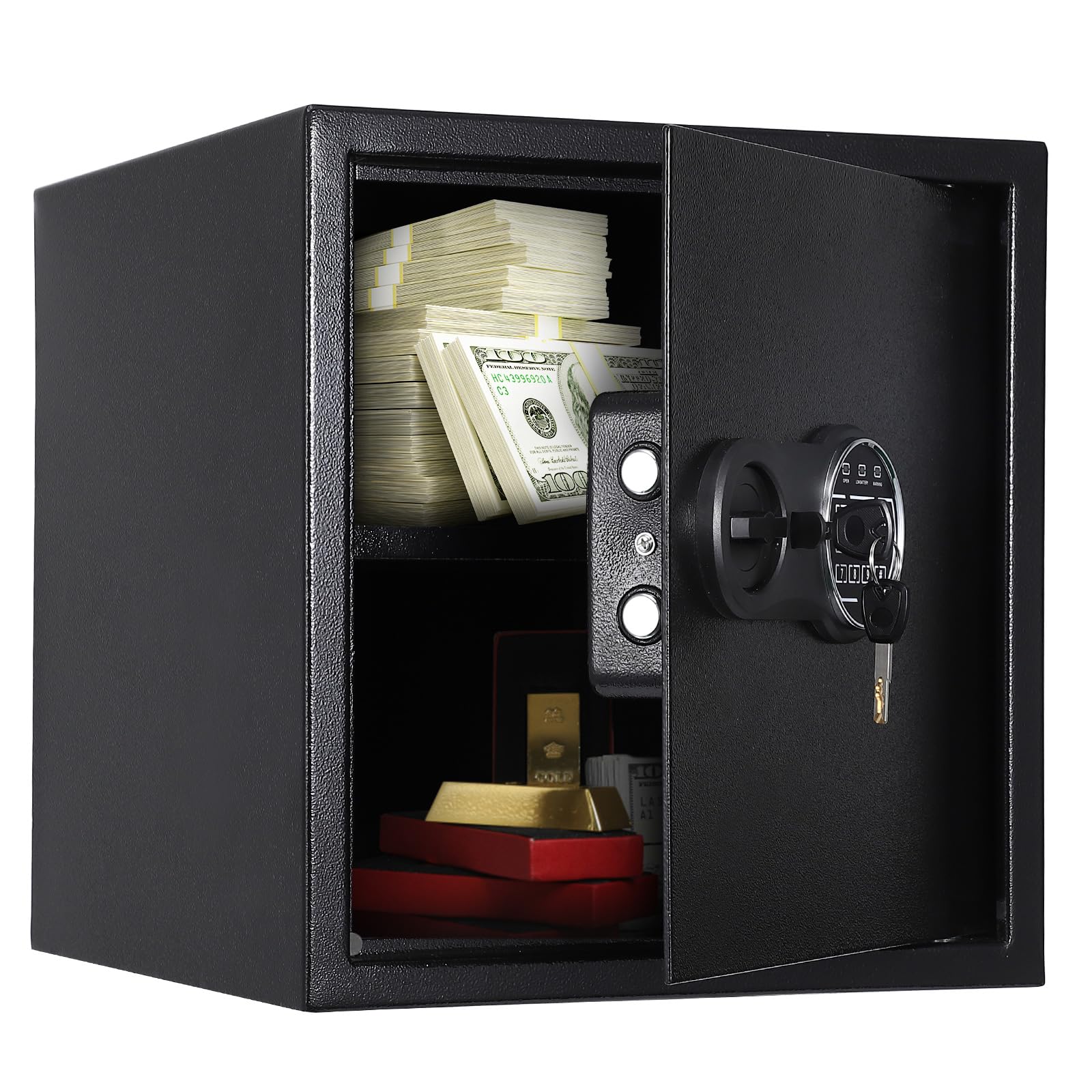 GARVEE 15.7x14.9 Inch Fireproof Steel Security Safe Box with Digital Keypad & Soft Interior Lining - Perfect for Home, Office, Jewelry & Cash Storage