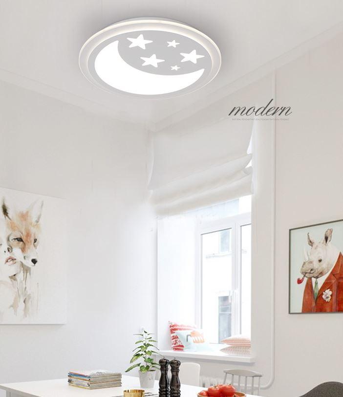 Acrylic Star Moon Ceiling Light - Modern LED Night Light for Bedroom, Living Room & Study - Romantic Celestial Decor for Kids Room & Nursery