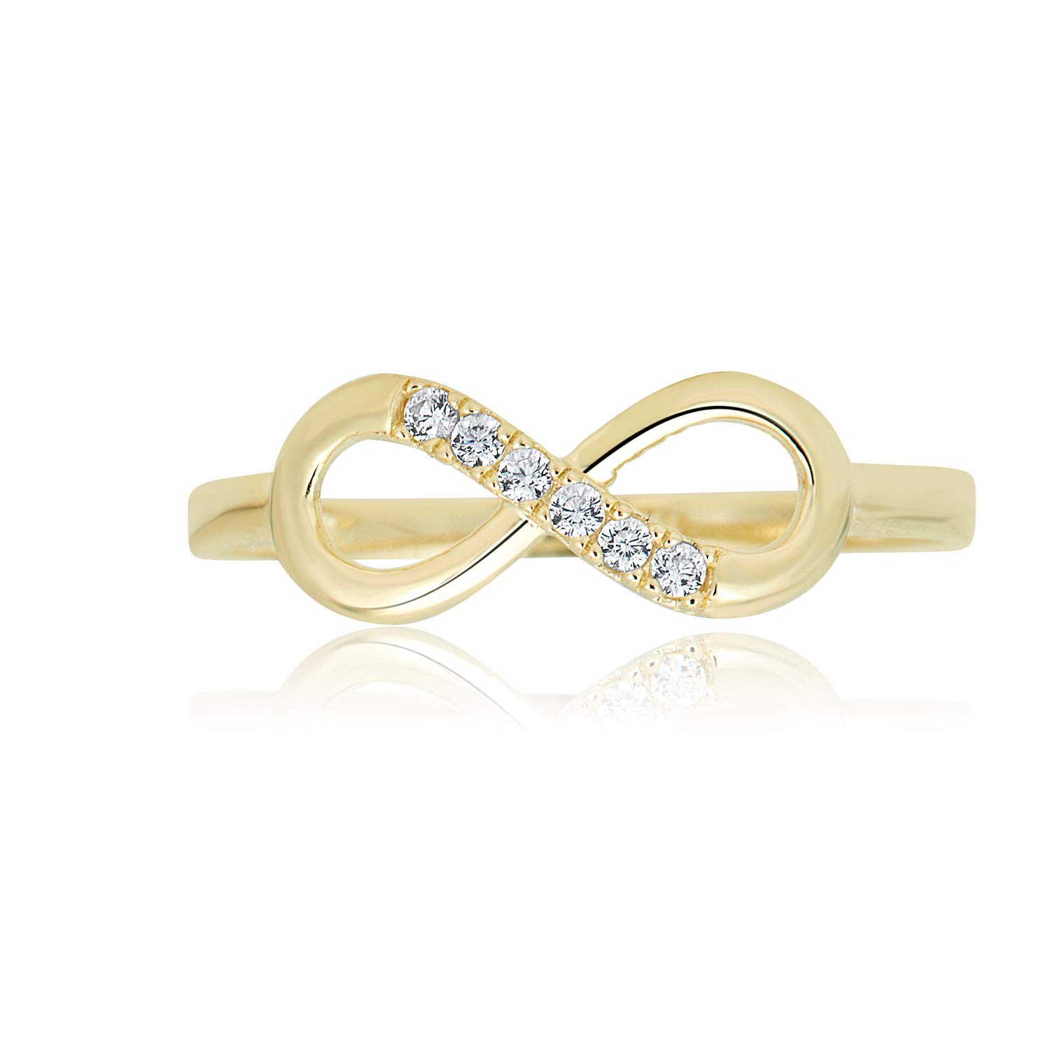 10K Gold Simulated Diamond CZ Infinity Fashion Ring for Women - Elegant Stackable Band Jewelry Gift for Anniversary, Valentine's Day & Special Occasions