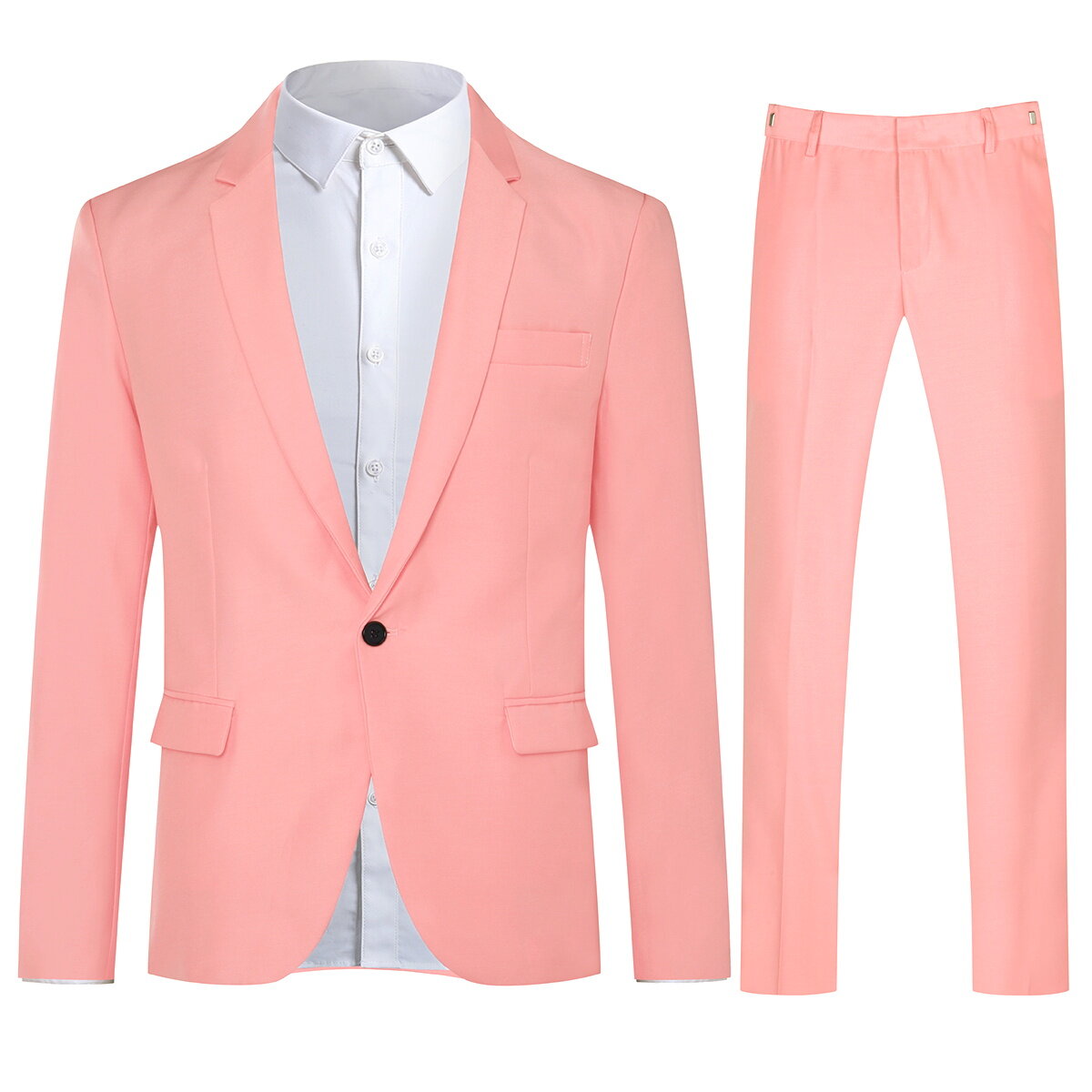 2 Piece Slim Fit Casual Pink Suit for Women - Office Wear & Spring Outfits | Comfortable Blazer & Pants Set for Business & Dating
