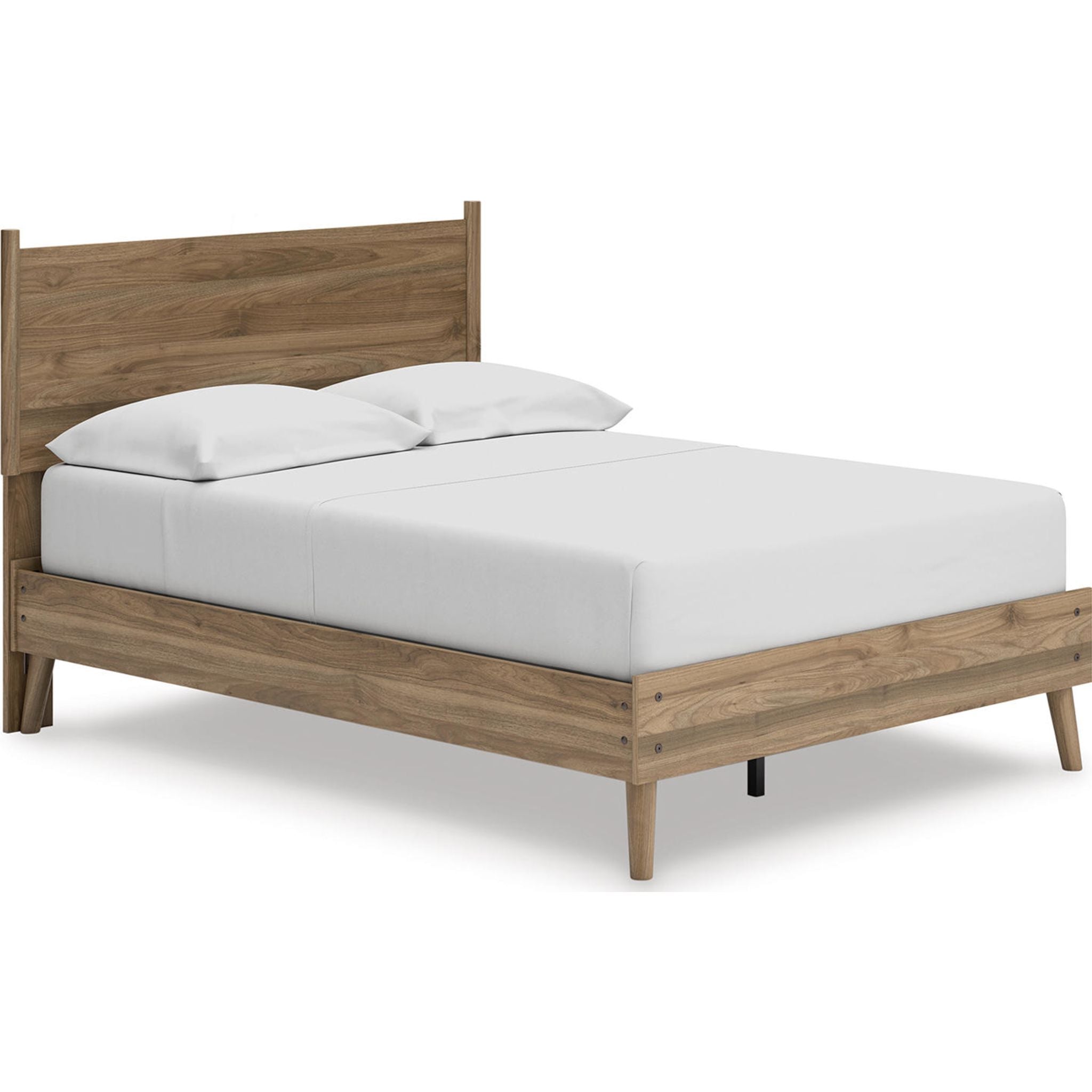 Aprilyn Full Platform Bed Frame - Honey Finish, Queen Size, Solid Wood, Modern Minimalist Design for Bedroom, Living Room, or Guest Room