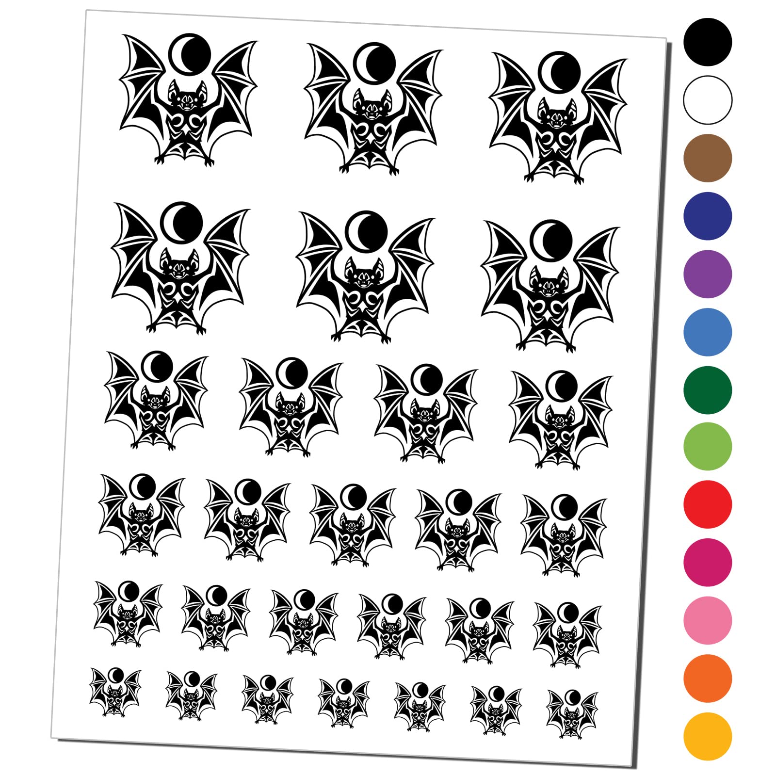 Runic Tribal Vampire Bat with Moon Temporary Tattoo - Waterproof Fake Body Art Set - Black (1 Sheet) - Perfect for Halloween, Cosplay, and Gothic Fashion