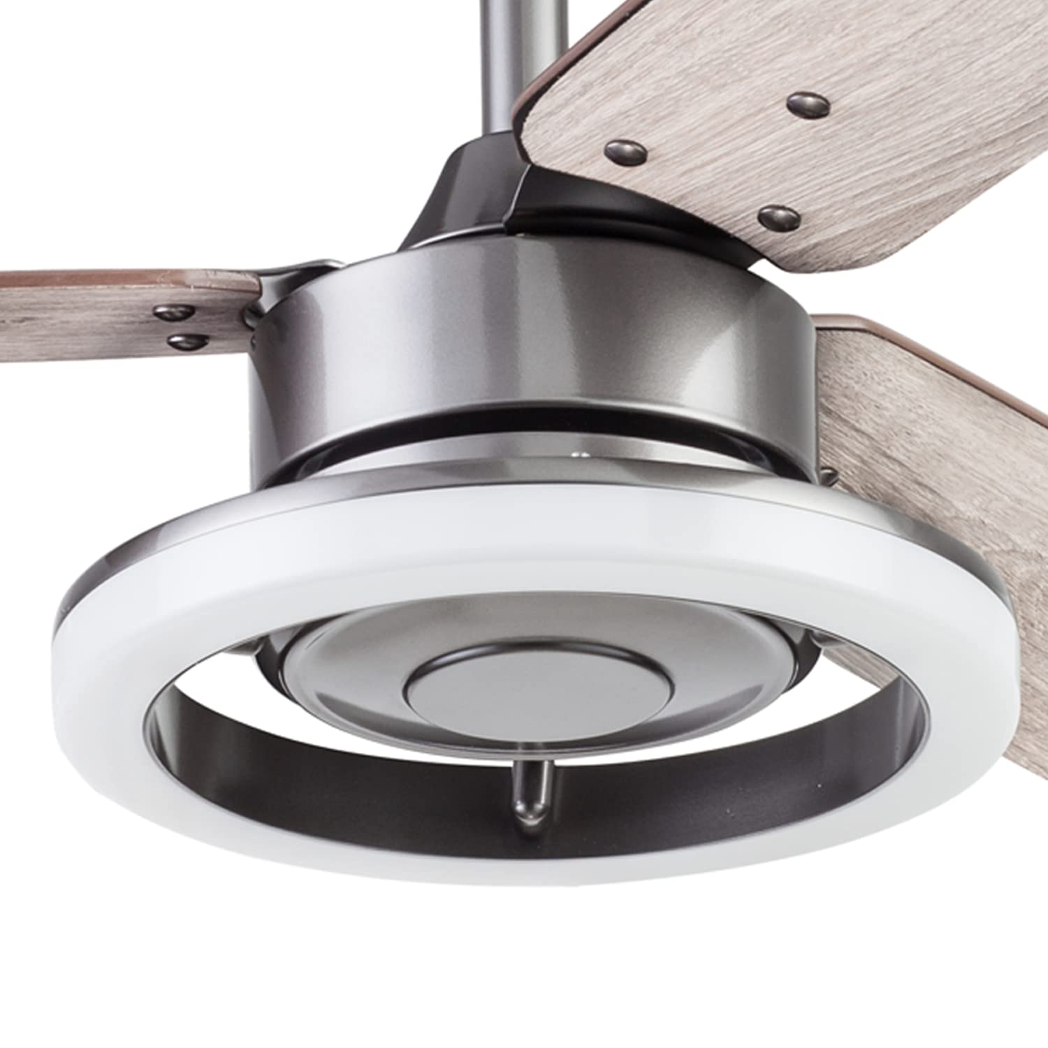 Prominence Home 51488-01 Orbis 52-Inch Gun Metal Ceiling Fan with Light Kit - Modern Indoor Cooling for Living Room, Bedroom & Office