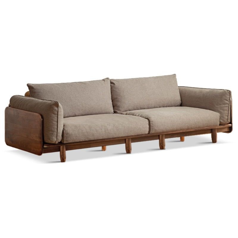 118.5x35.4x31.8 inch / 301x90x81cm / Walnut color / four-seater sofa (imitation cotton and linen smoked chestnut brown)