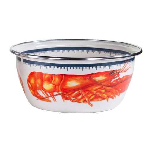 Vintage Lobster Pattern Enamel Bowls - Set of 4 for Cereal, Salad, Soup & Dessert | Durable & Stylish Kitchenware for Picnics, Camping & Home Dining