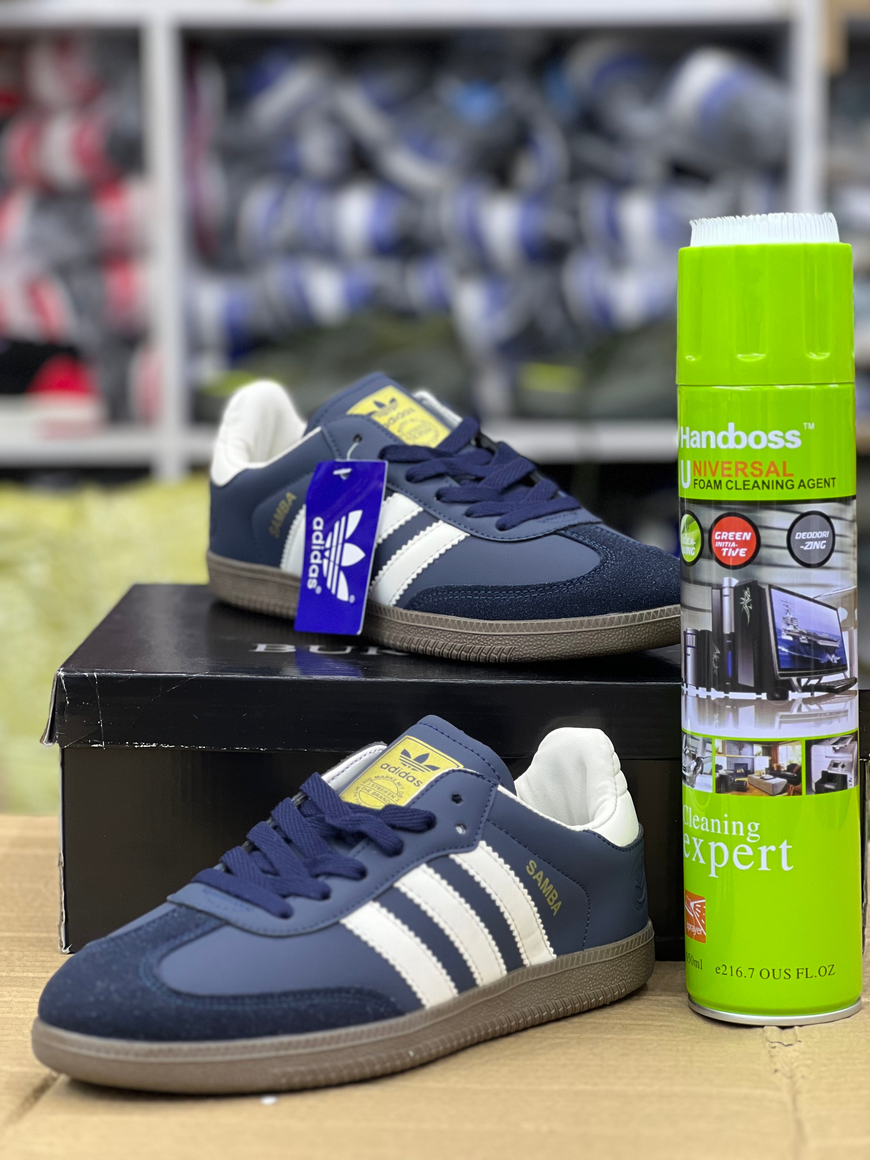 Adidas Samba Sneakers for Men & Women - Classic Navy Blue/White Leather Casual Shoes | Perfect for Streetwear, Gym, Workout & Everyday Wear