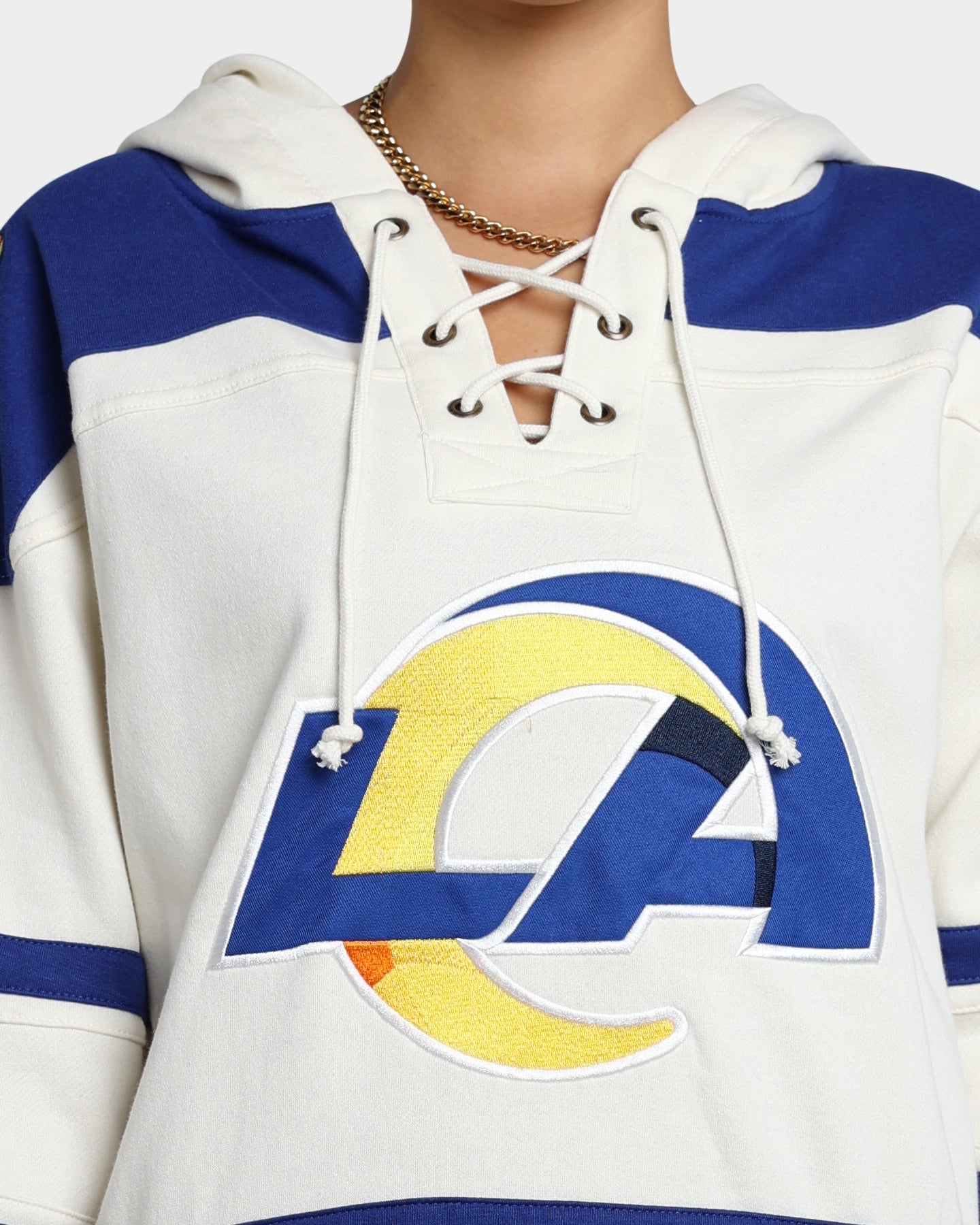 47 Brand Los Angeles Rams Superior Lacer Hoodie - Cream - NFL Fan Apparel for Men & Women - Perfect for Game Day & Casual Wear