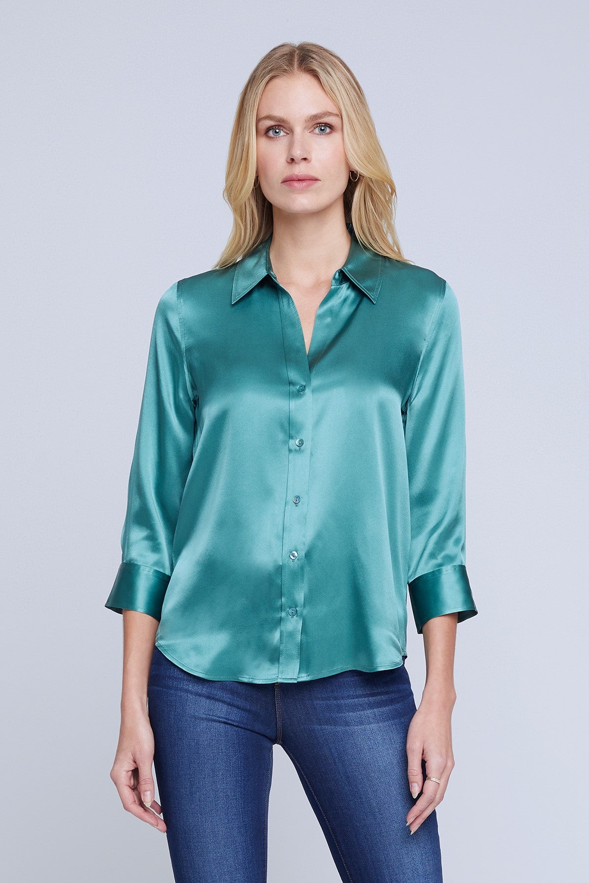 L'Agence Women's Dani 3/4 Sleeve Blouse - Elegant Flowy Top for Work, Office & Casual Outfits | Perfect for Business Attire, Date Night & Special Occasions
