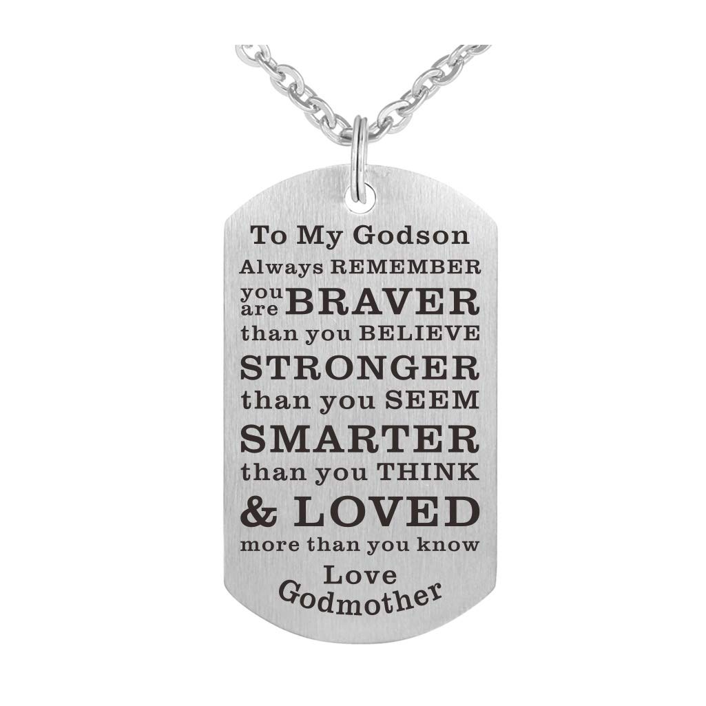 CPLJW Personalized Godson Gift - Engraved Dog Tag Necklace for Birthday, Graduation & Special Occasions - Thoughtful Present from Godparents | Perfect for Religious Ceremonies, Baptisms & Family Celebrations