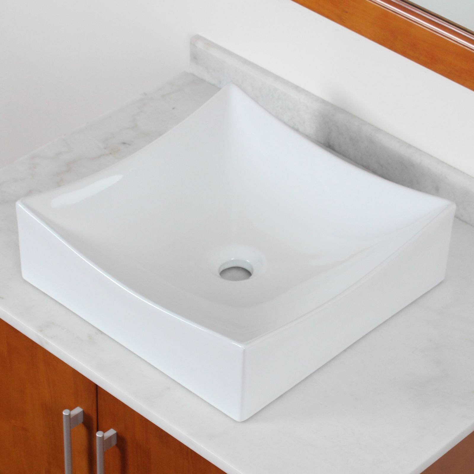 Premium Square Ceramic Porcelain Vessel Sink - Modern Bathroom Vanity Sink with Faucet Compatibility - Perfect for Contemporary Home, Hotel, and Spa Bathroom Renovations