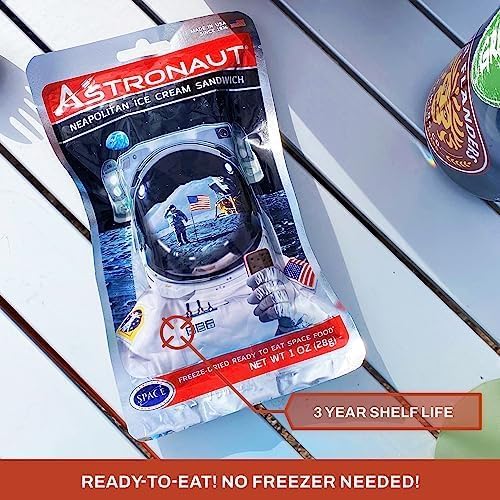 Freeze-Dried Ice Cream Sandwich - NASA Astronaut Space Dessert | Neapolitan Flavor | 6-Pack | Perfect for Camping, Hiking & Space-Themed Parties