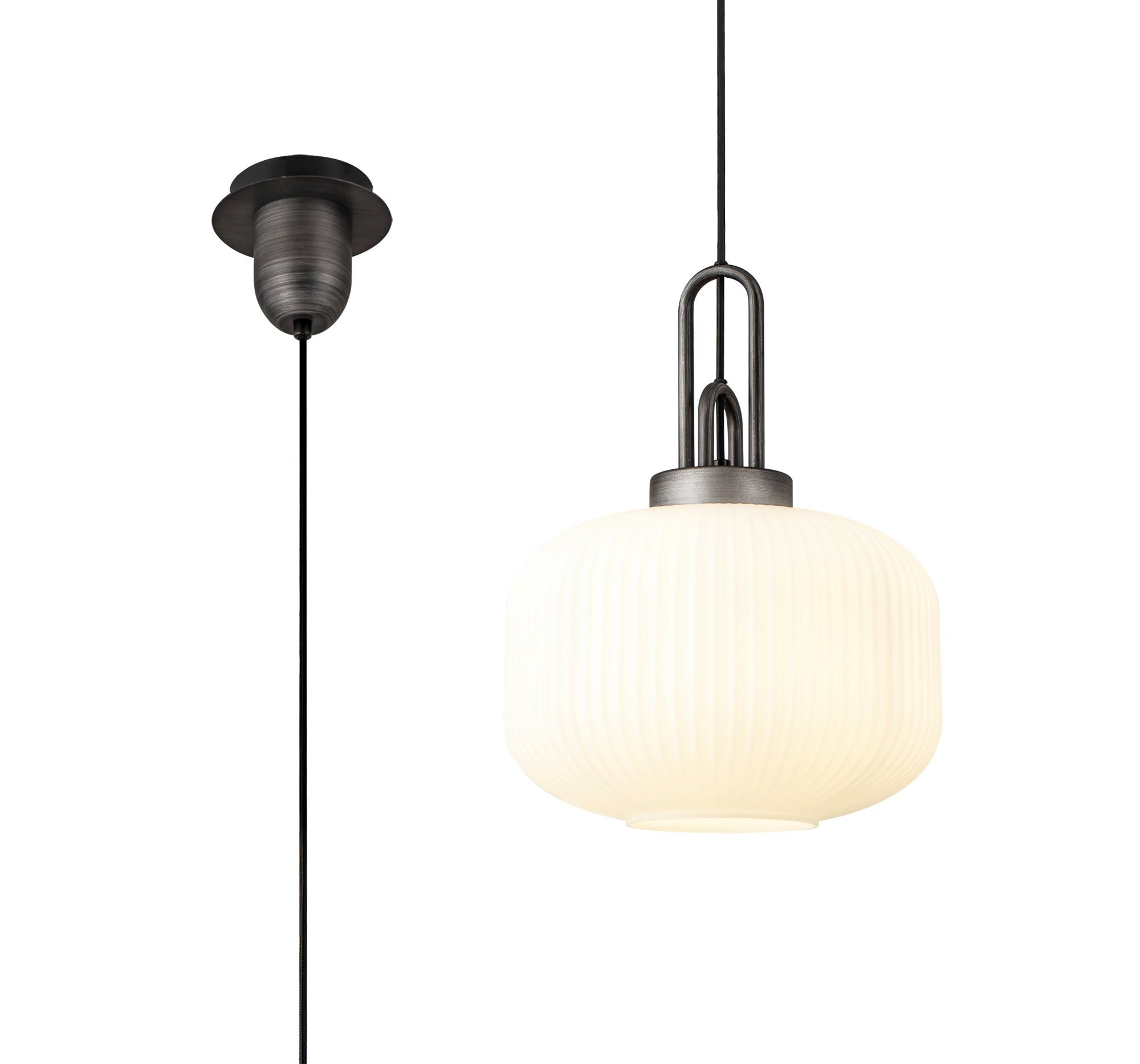 Stylish Cadiz 1-Light Pendant Light with 30cm Pumpkin-Shaped Ribbed Glass Shade - E27 Socket, IP20 Rated, Multiple Color Options - Perfect for Kitchen Island, Dining Room, or Entryway Lighting