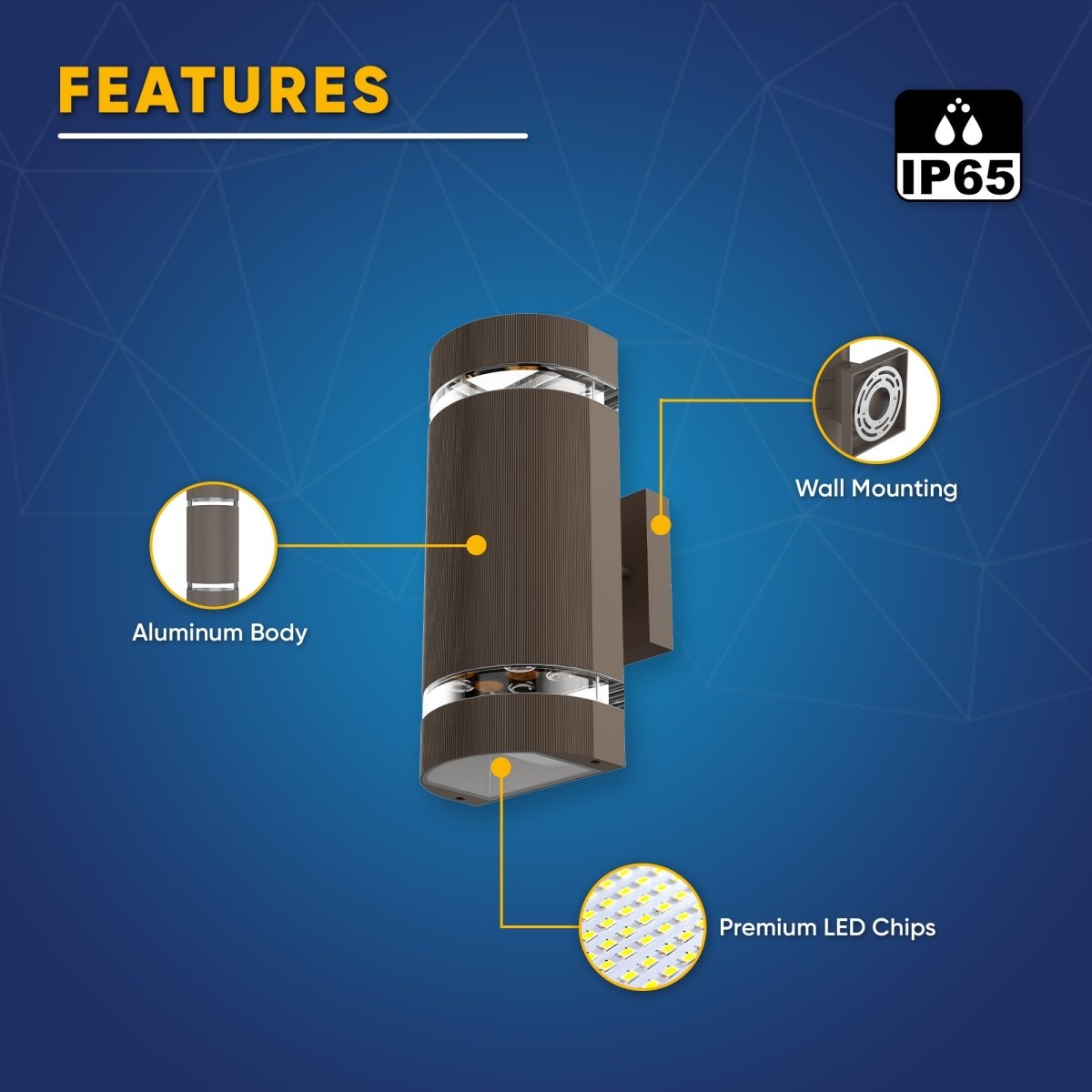 10W LED Wall Lights - Double Side Up & Down Lighting, Half Cylinder Modern Design, 3000K Warm White, IP65 Waterproof - Perfect for Hallway, Bedroom, and Outdoor Patio Lighting