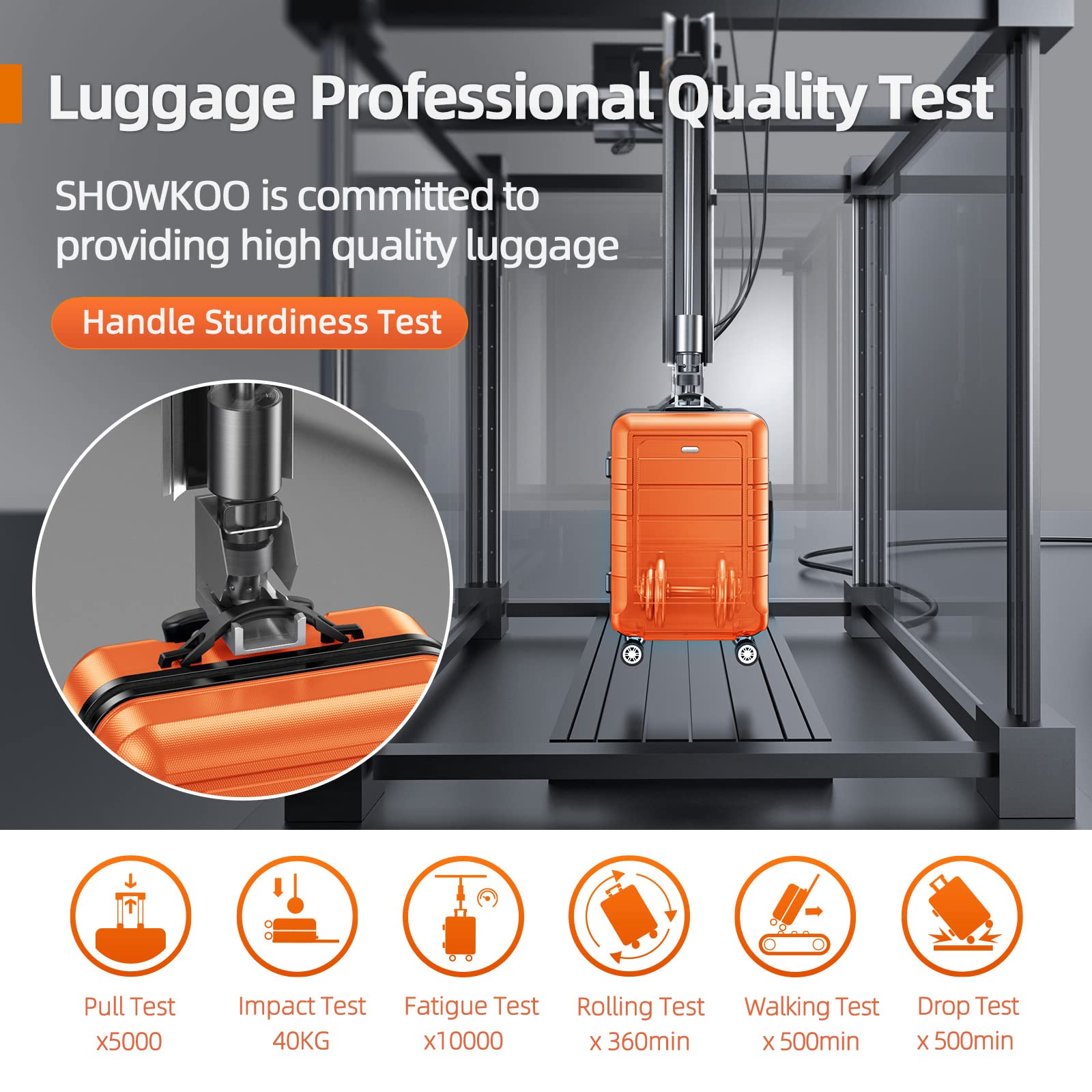 SHOWKOO 4-Piece Expandable Luggage Set - Durable PC+ABS Suitcase with Double Spinner Wheels & TSA Lock, Orange - Perfect for Travel, Vacations & Business Trips