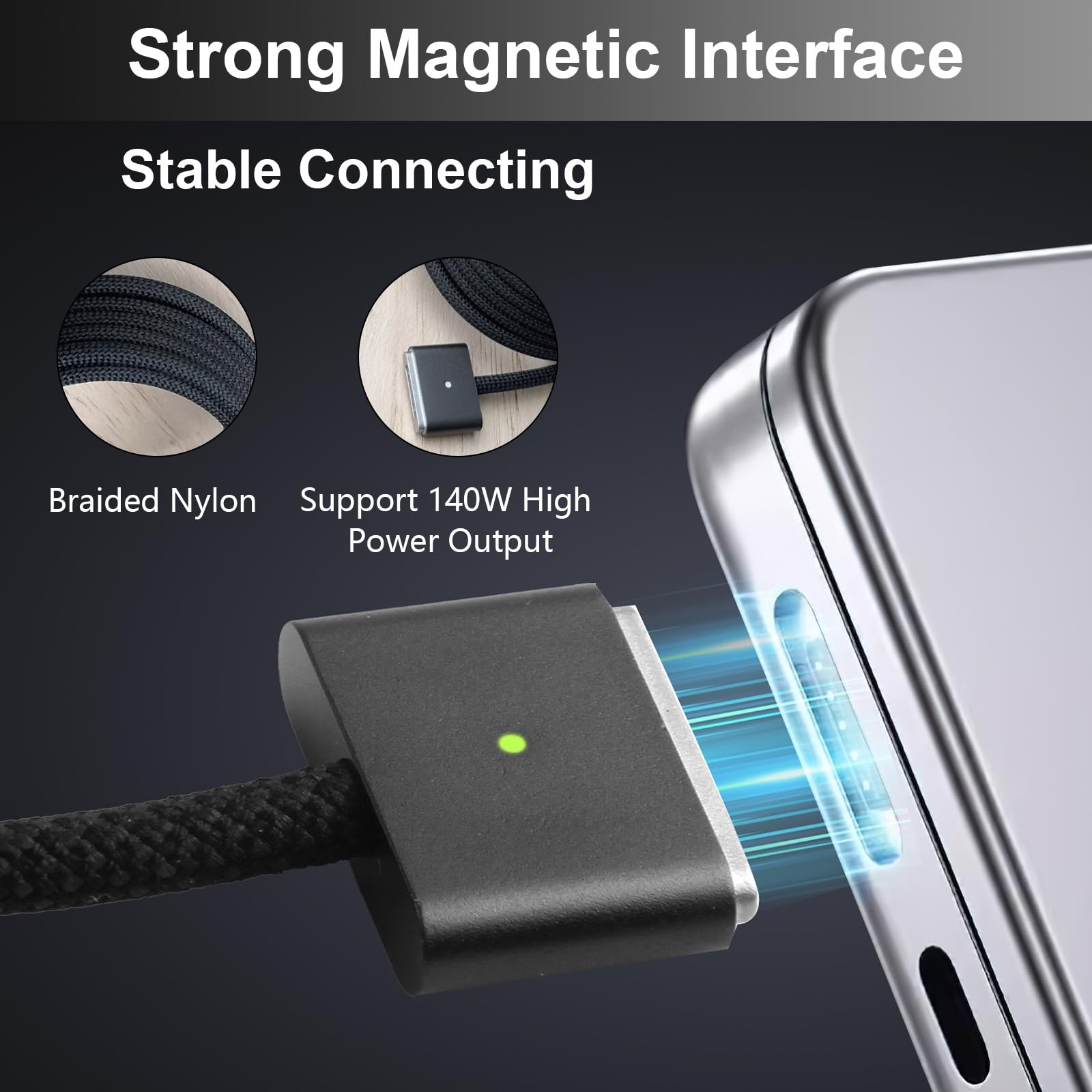 ORUZA 140W USB C to MagSafe 3 Fast Charging Cable - PD Compatible with MacBook Pro 14/16 Inch & MacBook Air M2 - High Speed Power Delivery for Apple Laptops - Perfect for Home, Office & Travel Use - Black
