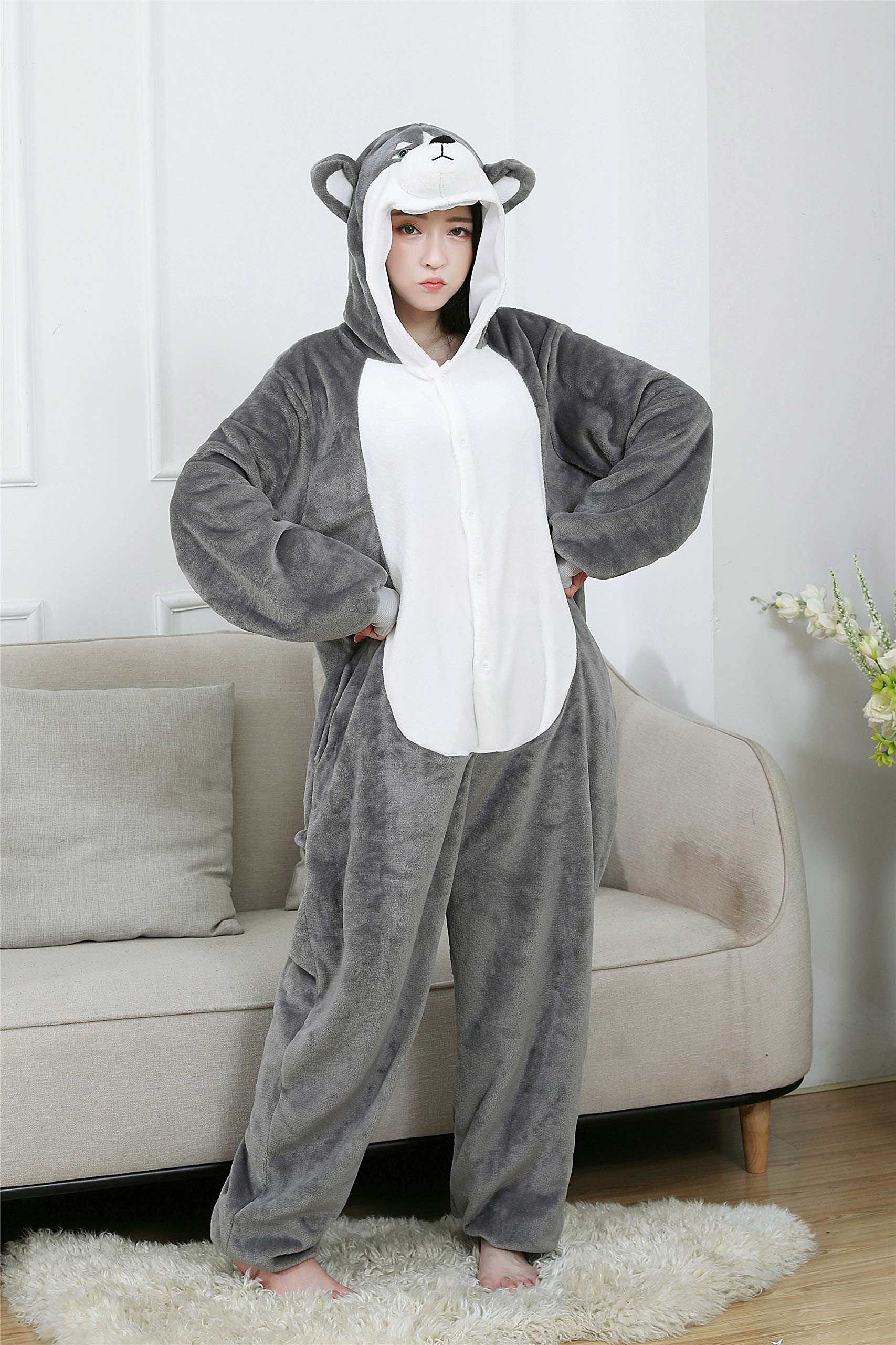 Unisex Adult Dog Kigurumi Onesie - Cartoon Animal Costume & Comfy Pajamas for Halloween, Cosplay, Sleepwear and Loungewear