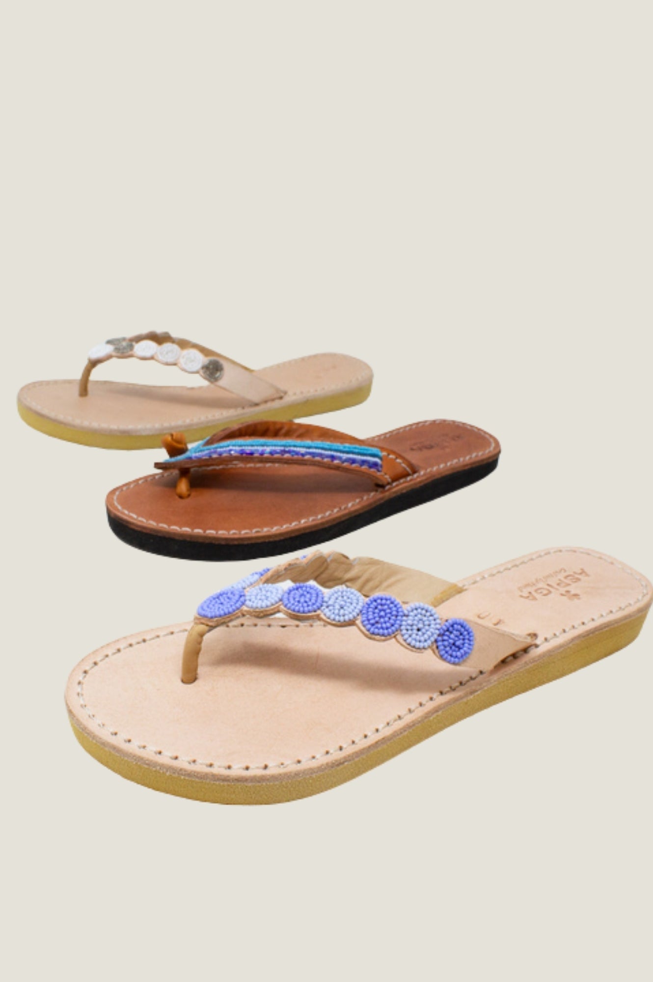 Tanzi Soft Padded Sole Leather Sandals for Women - Comfortable Blue Summer Beach Sandals | Perfect for Walking, Travel & Casual Outings