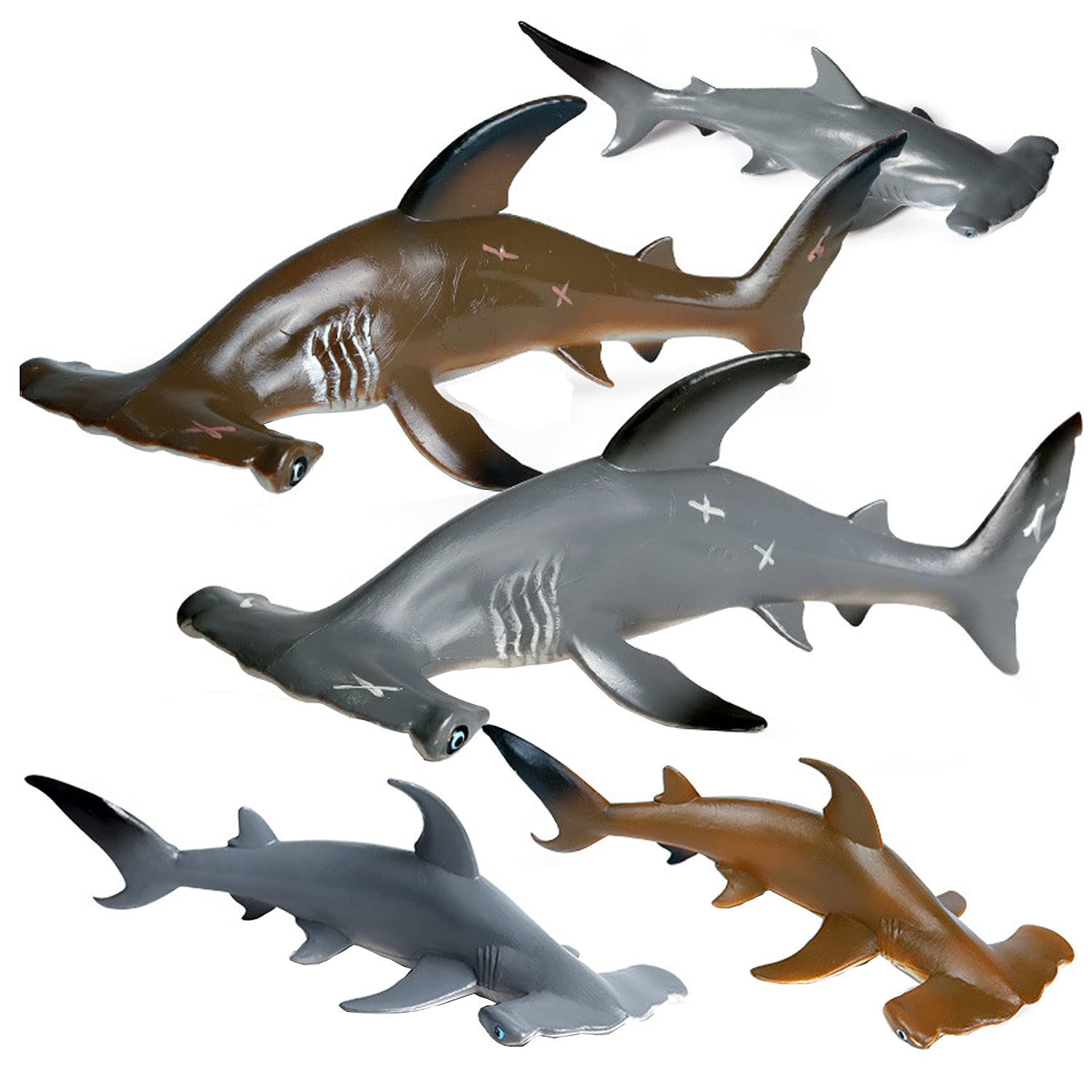 Flormoon JOKFEICE Shark Toys 5pcs - Realistic Hammerhead Shark Figures, Ocean Animal Action Models for Science Projects & Learning - Educational Birthday Gift for Kids, Cake Topper & Party Decor