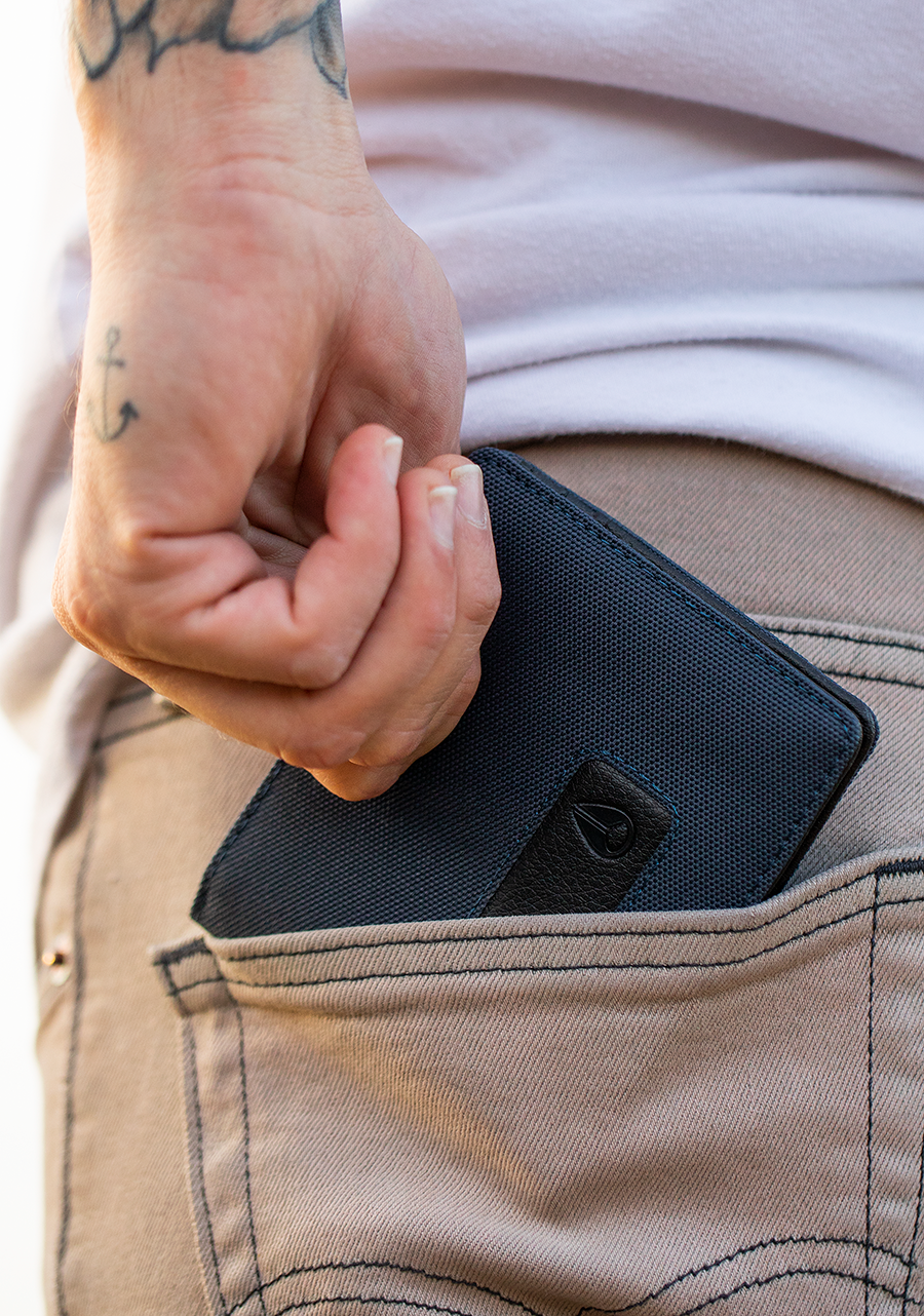 Showoff Wallet - Slim RFID Blocking Minimalist Wallet for Men - All Navy Blue - Perfect for Travel, Business & Everyday Carry