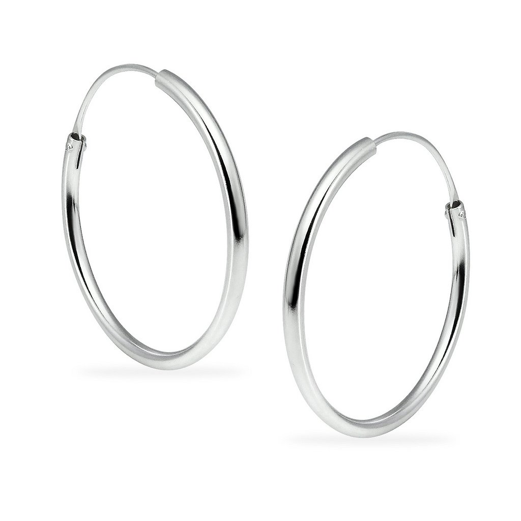 Sterling Silver Lightweight Circle Hoop Earrings for Women - 1.2mm Thin 24mm Diameter Endless Hoops in Assorted Colors | Perfect for Everyday Wear, Gifts & Special Occasions