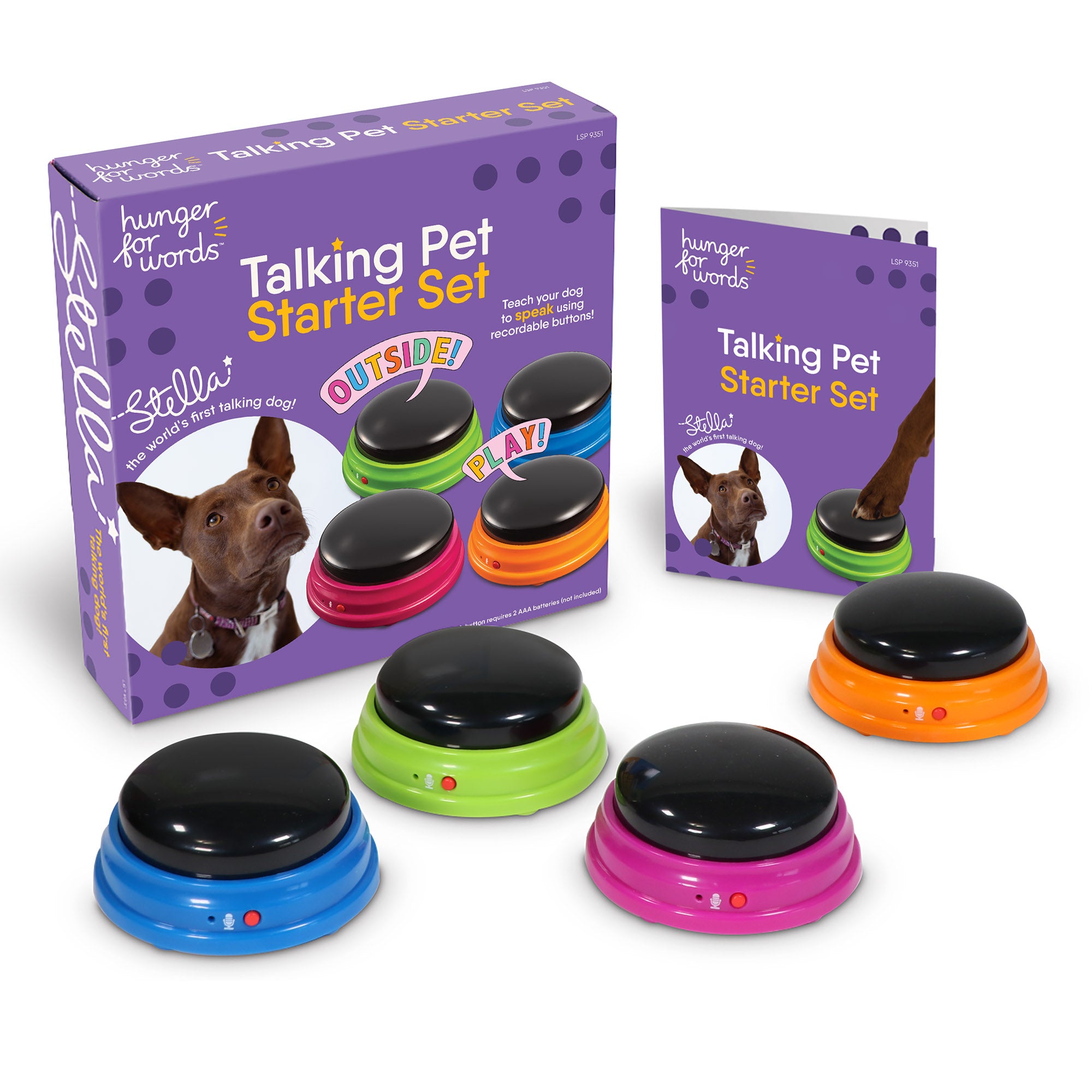 Hunger for Words Dog Training Buttons - Recordable Pet Communication Starter Kit for Teaching Dogs to Talk - Perfect for Puppy Training & Enhancing Pet-Human Bonding
