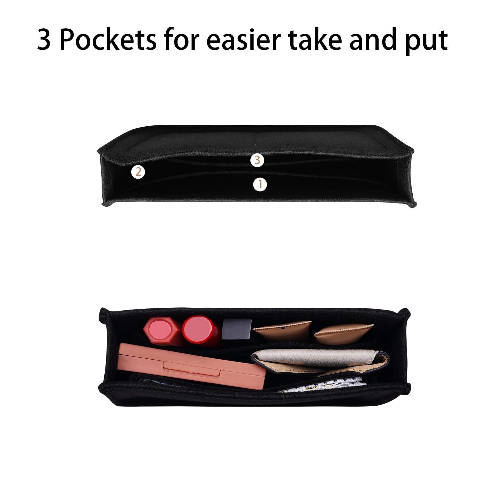 Premium Felt Purse Insert Organizer for Hermes Evelyne 29 PM Bag - Perfect Fit (E33, Black) | Keep Your Luxury Handbag Neat & Organized for Work, Travel & Everyday Use
