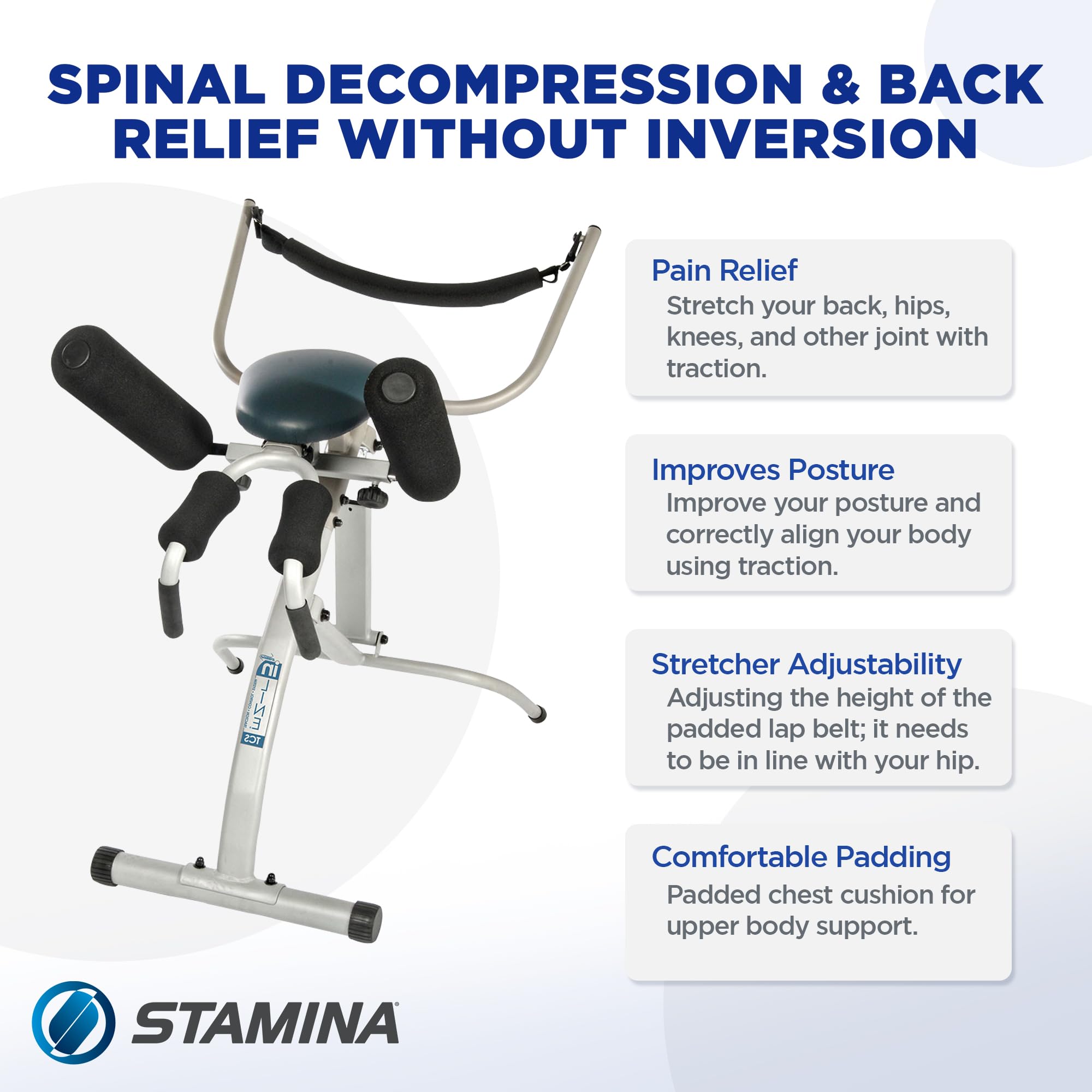 Stamina InLine Traction Control System - Back Pain Relief & Spine Decompression Device for Home Use | Improves Posture & Alleviates Neck/Shoulder Pain | Perfect for Office Workers & Chronic Pain Sufferers