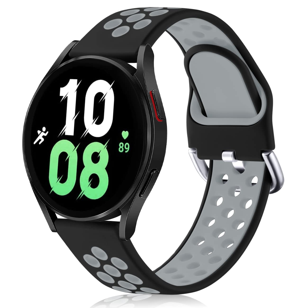 Samsung Watch 5/4 Bands 20mm - Sport Silicone Strap for Men (Black/Gray) - Gym & Daily Wear