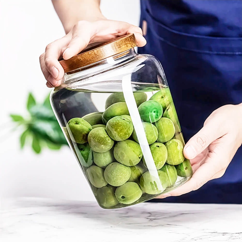 Premium Hector Glass Jars with Airtight Wooden Lids - 16oz Mason Jars for Kitchen Storage, Pantry Organization & DIY Crafts - Perfect for Honey, Spices, Tea, Coffee & Homemade Gifts