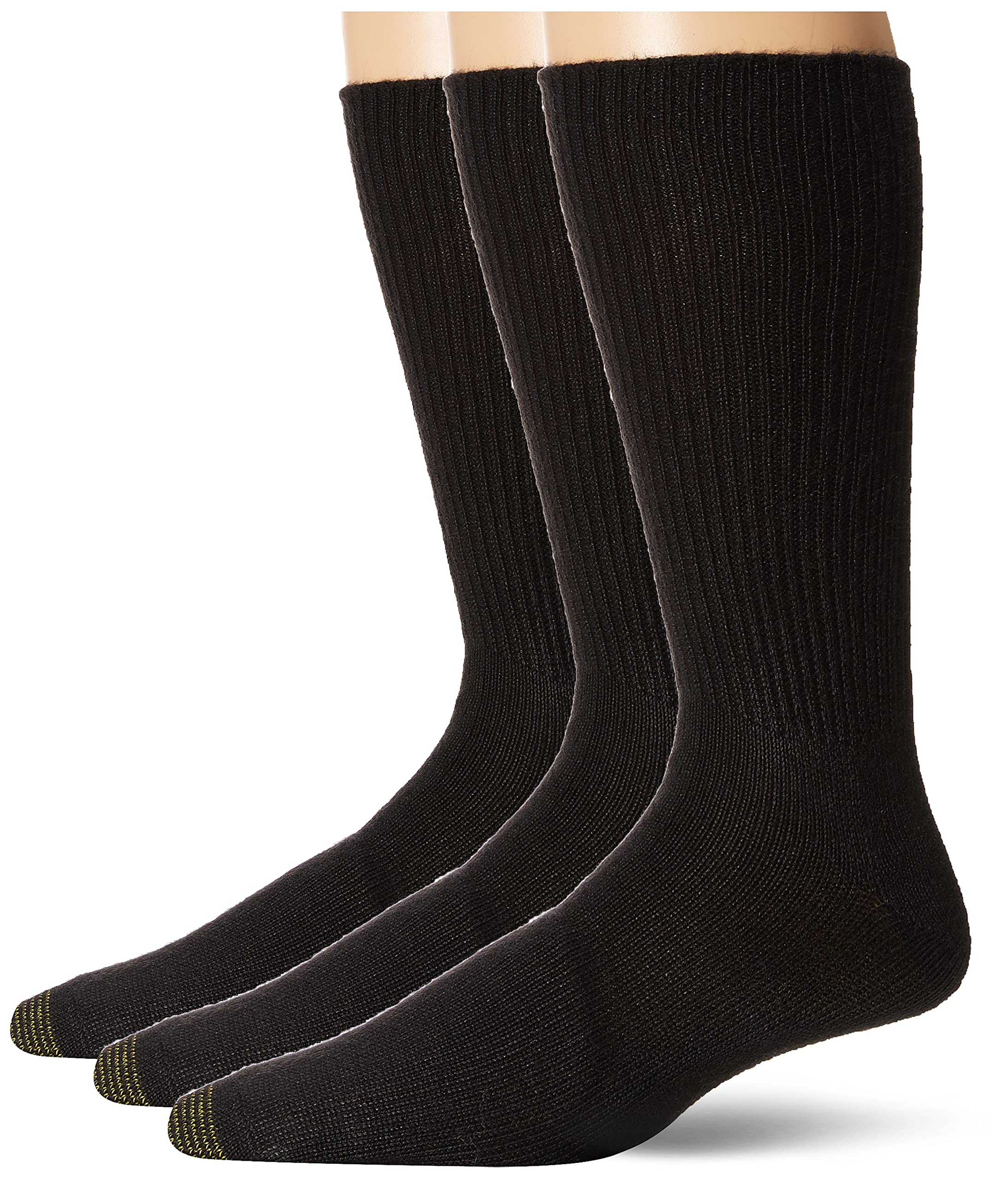 GOLDTOE Men's Fluffies Casual Crew Socks - Soft & Comfortable Cotton Socks for Everyday Wear, Work & Lounge - 6-Pack Black
