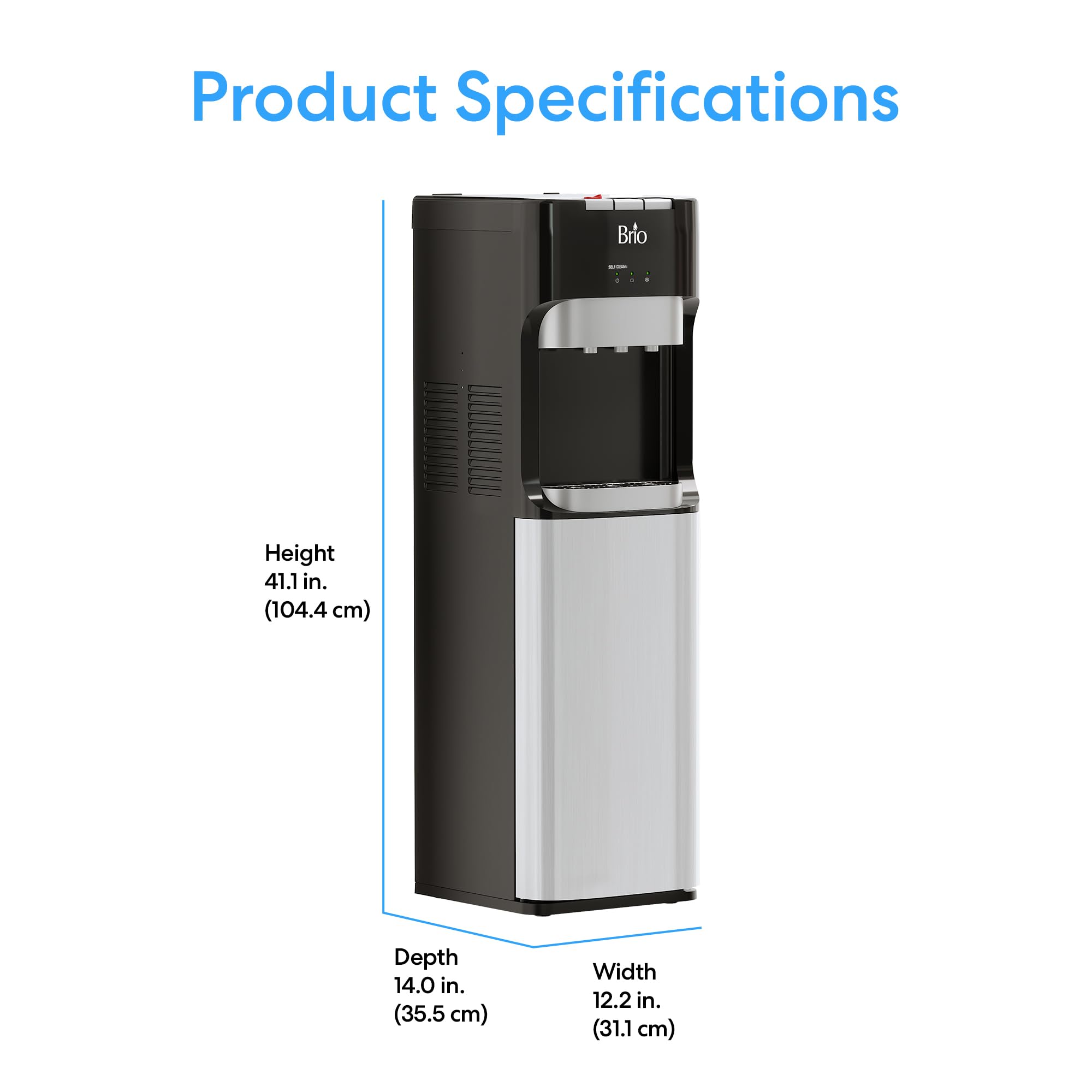 Brio Commercial Grade Bottleless Reverse Osmosis Water Cooler Dispenser with Ultra Safe Filtration - 3 Temperature Settings (Hot, Cold & Room) - UL Certified for Office & Home Use - Perfect for Kitchens, Break Rooms and Workplaces