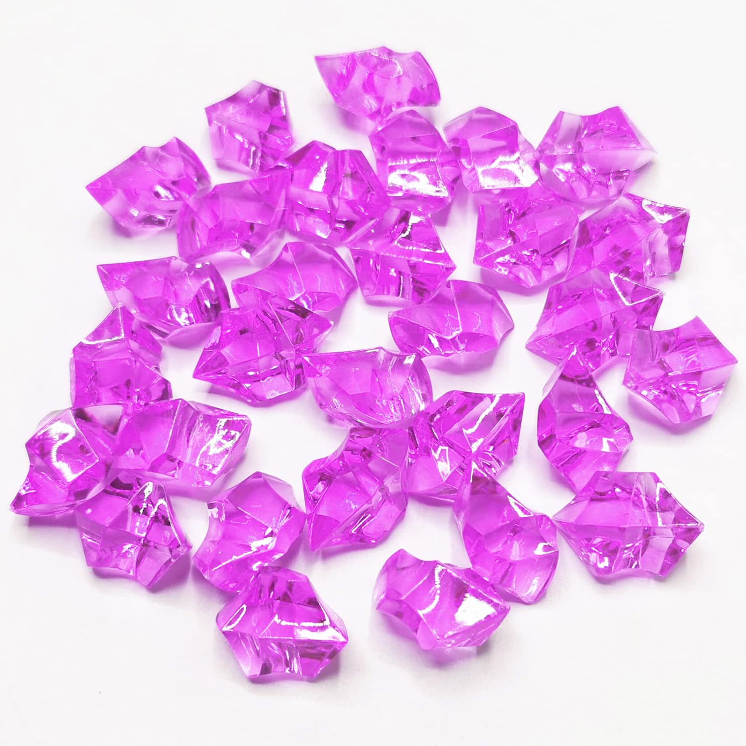 150 Pcs Acrylic Fake Crushed Ice Rocks - Reddish Purple Plastic Ice Cube Gems for Vase Fillers, Wedding Centerpieces, Home Decor & Craft Displays | DIY Diamond Decoration & Party Table Scatter