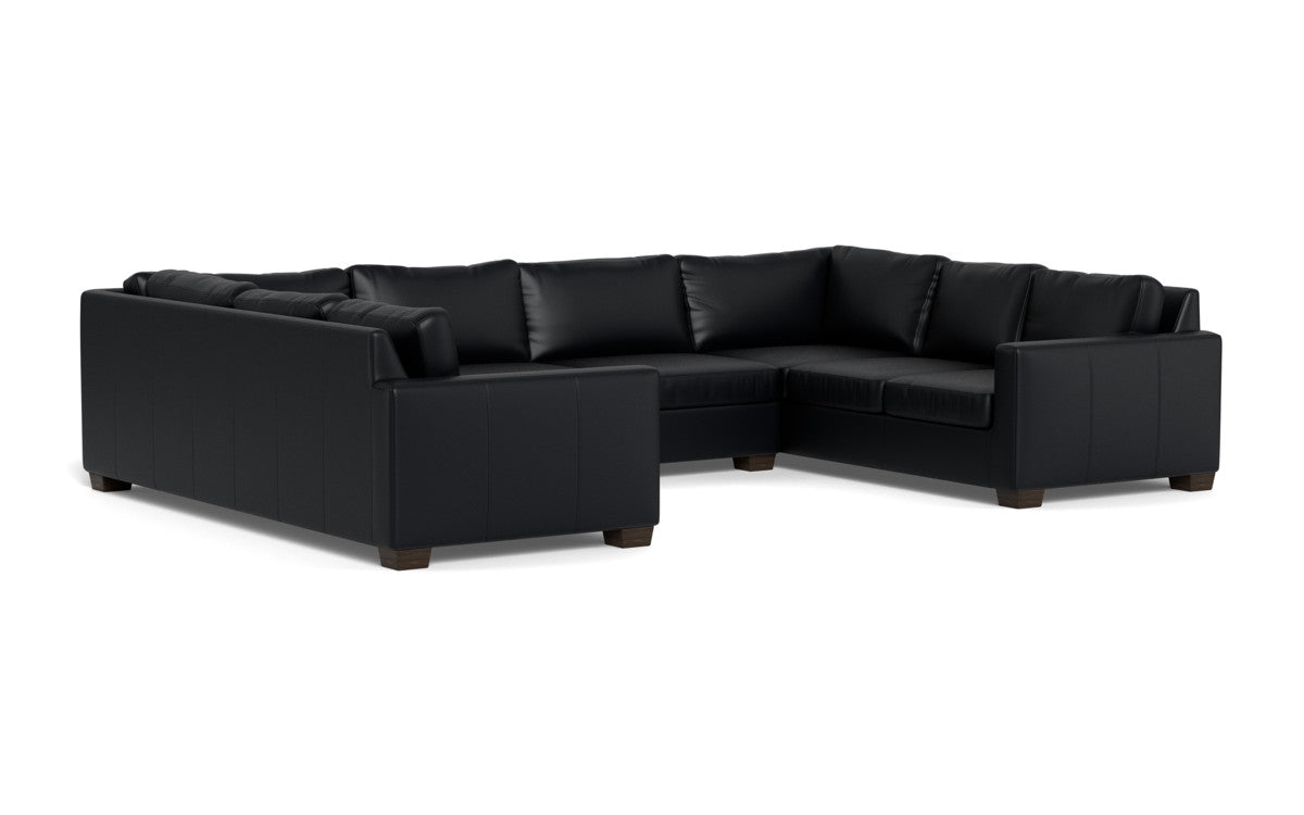 Track 141 Genuine Leather U-Shaped Sectional Sofa Bed with Recliner - Perfect for Living Room, Home Theater & Guest Room