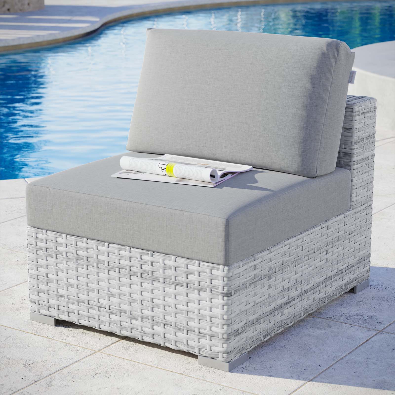 Comfortable Convene Outdoor Patio Armless Chair - Waterproof & Durable for Garden, Poolside, and Backyard Relaxation