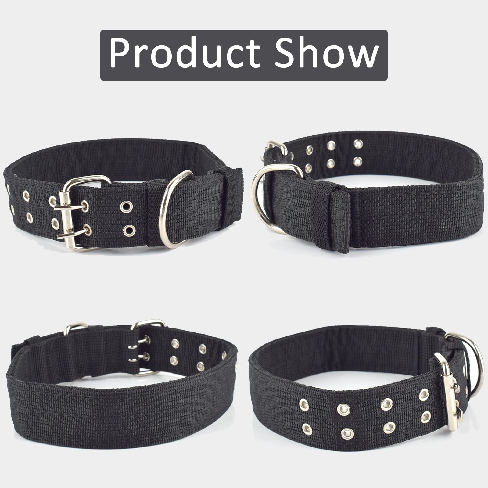 Military Adjustable Dog Collar - 1.5 Inch Wide Heavy Duty Nylon Tactical Collar with D Ring & Buckle for Large Dogs - Perfect for Training, Hiking, and Outdoor Adventures