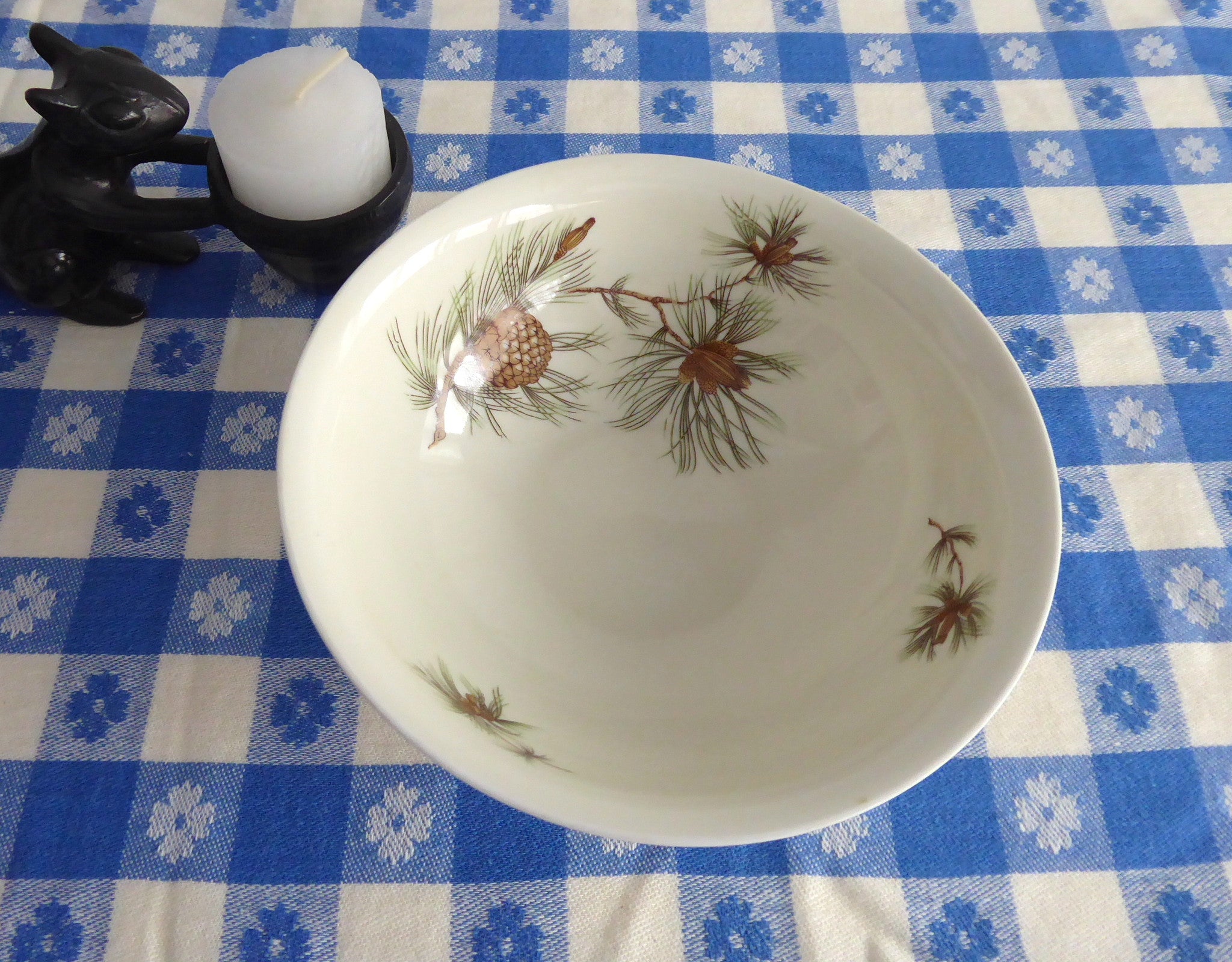 Vintage Rosenthal Pine Needles Mayonnaise Dish with Sterling Silver Base & Pine Cone Design (1962-1965) - Elegant Tableware for Holiday Dinners & Collectible Display