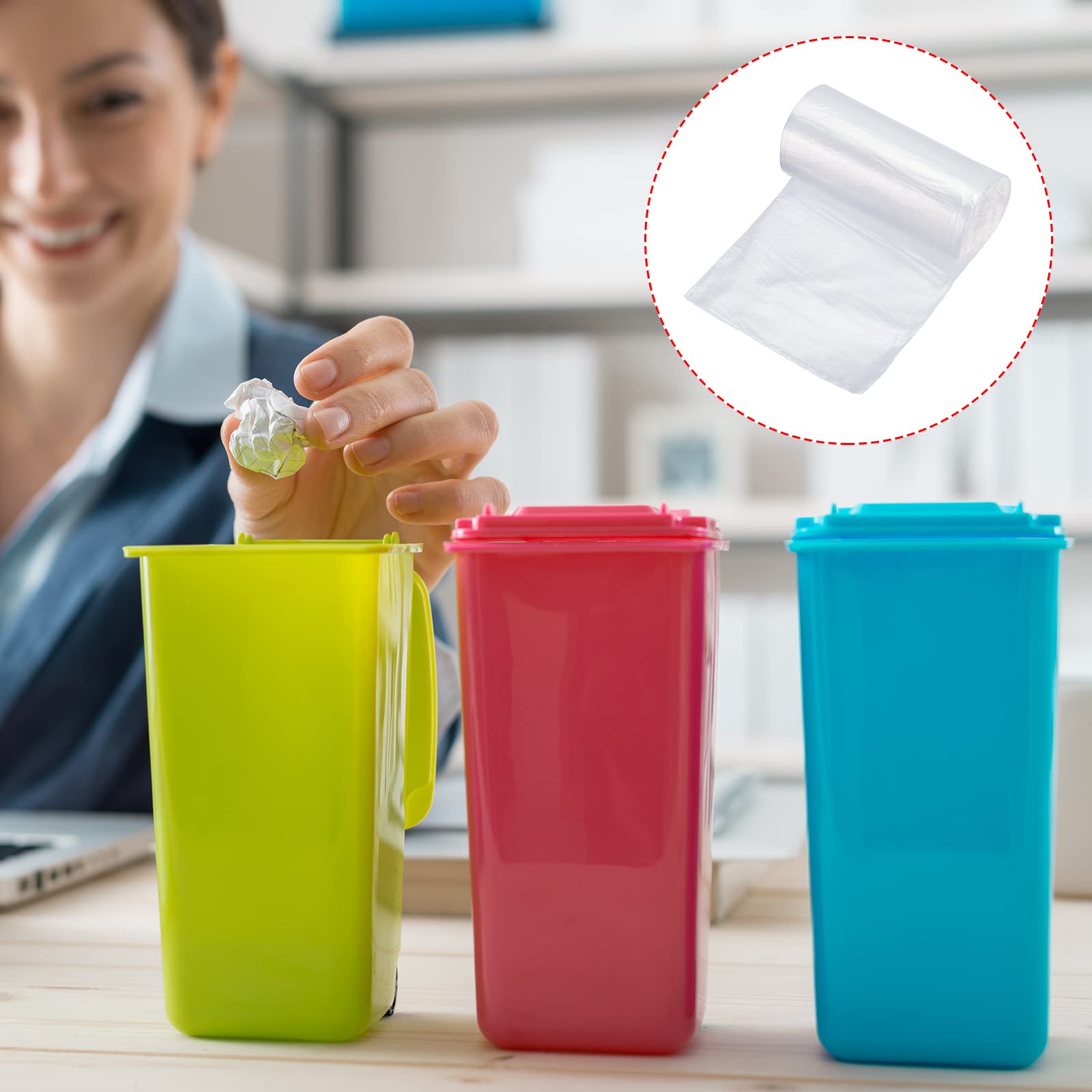 Meccanity 0.5 Gallon Small Trash Bags - White Mini Garbage Bags for Desktop Waste Bins (4 Rolls/120 Counts) - Perfect for Office, Bathroom & Bedroom Waste Disposal