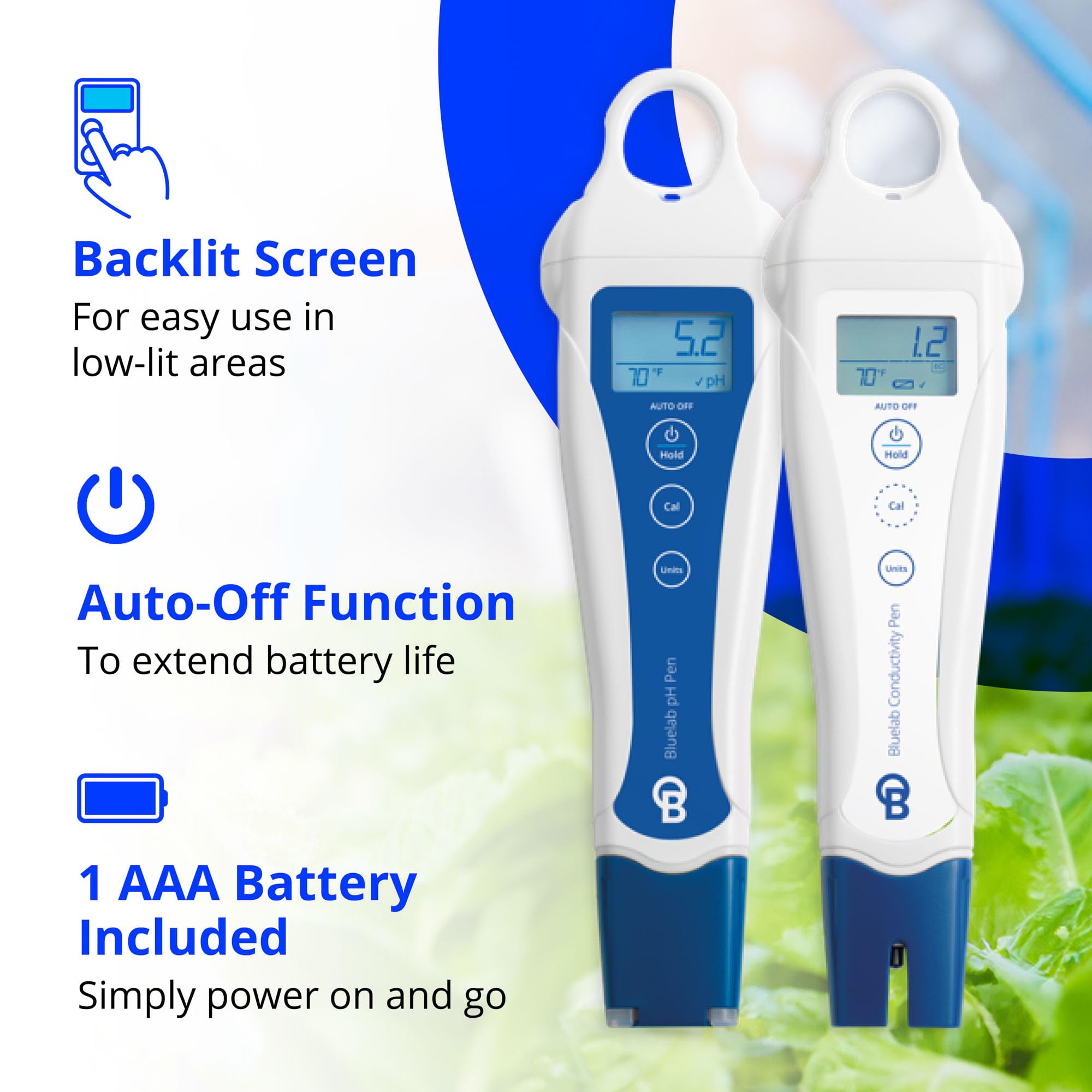 Bluelab PENSTP pH & Conductivity Meter Starter Kit - Digital Nutrient Tester for Hydroponics, Aquariums & Gardening | Waterproof Pens, Temp Sensor & Probe Care | Indoor/Outdoor Plant Monitoring