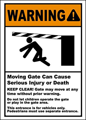 Aluminum Traffic & Warehouse Safety Sign - 'Gate Can Cause Serious Injury' Warning (10x7 Inches, 0.04 Thickness) - Weatherproof & Durable for Industrial Facilities, Construction Sites & Warehouses