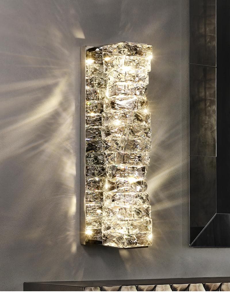 Handmade Irregular Crystal Block Wall Sconce - Modern Boho Decor Light Fixture for Bedroom, Living Room, and Entryway Lighting
