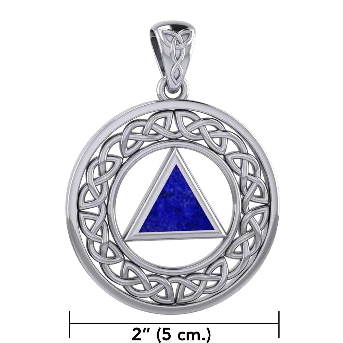 Celtic Border Silver Pendant Necklace with Large AA Recovery Symbol - TPD6007 | Spiritual Jewelry for Healing, Meditation & Positive Energy