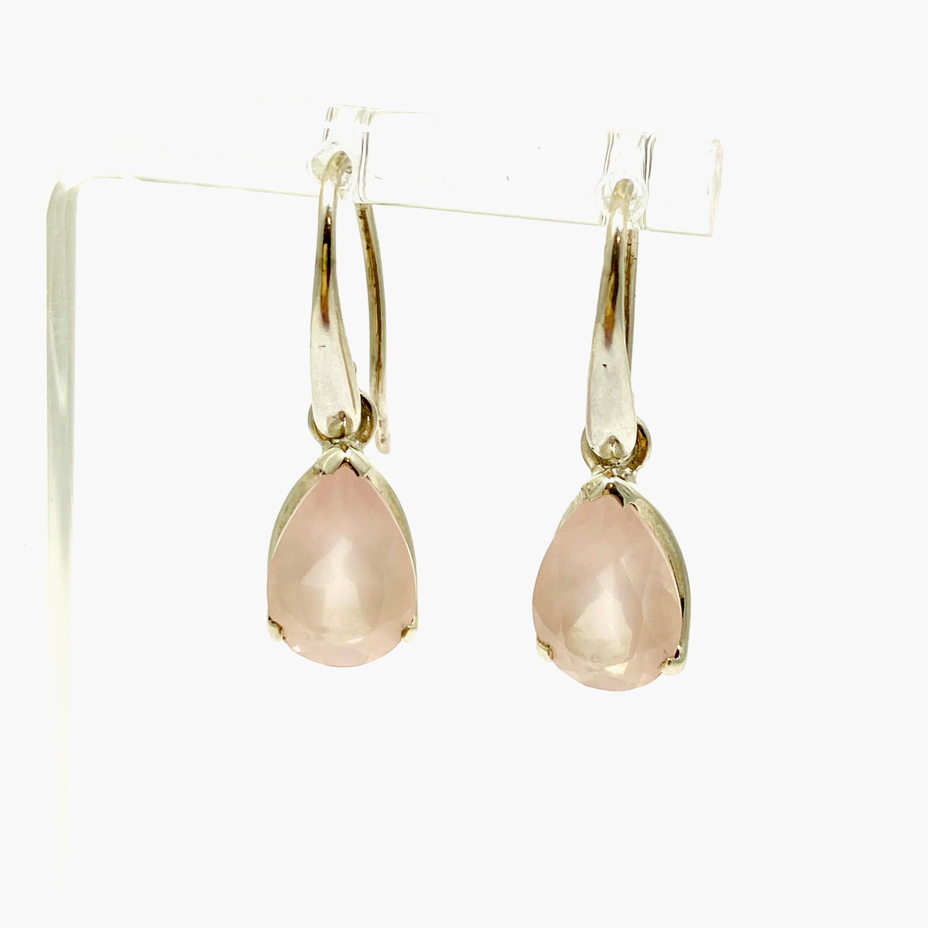 Rose Quartz Teardrop Faceted Earrings for Women - Dainty Crystal Drop Dangle Jewelry - Perfect for Weddings, Parties & Everyday Wear