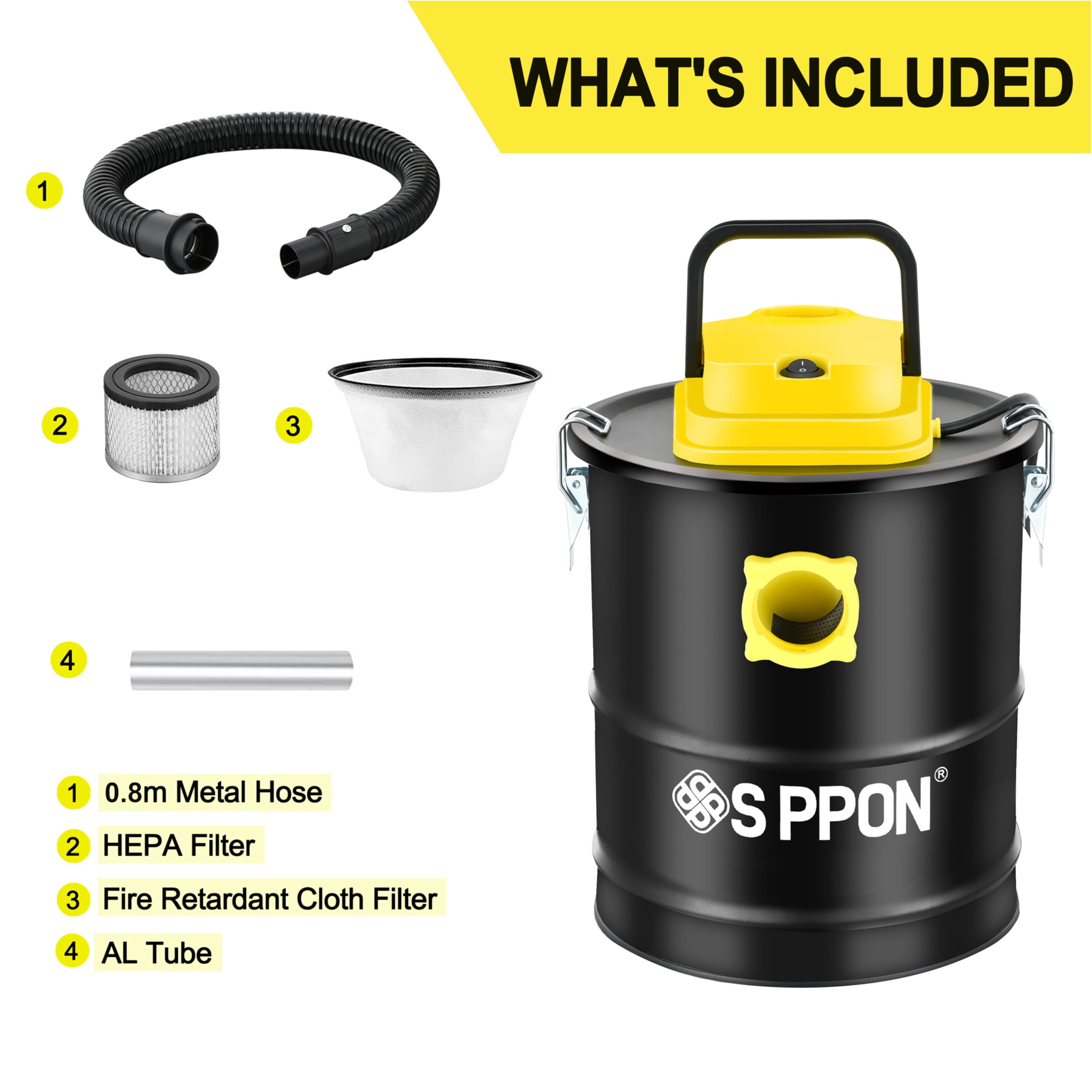 800W Powerful Ash Vacuum Cleaner with Blower Function - 2.6 Gallon All-in-One Pellet Stove Vacuum for Fireplaces, Wood Stoves & BBQ - Ideal for Home Heating Maintenance & Fireplace Cleaning