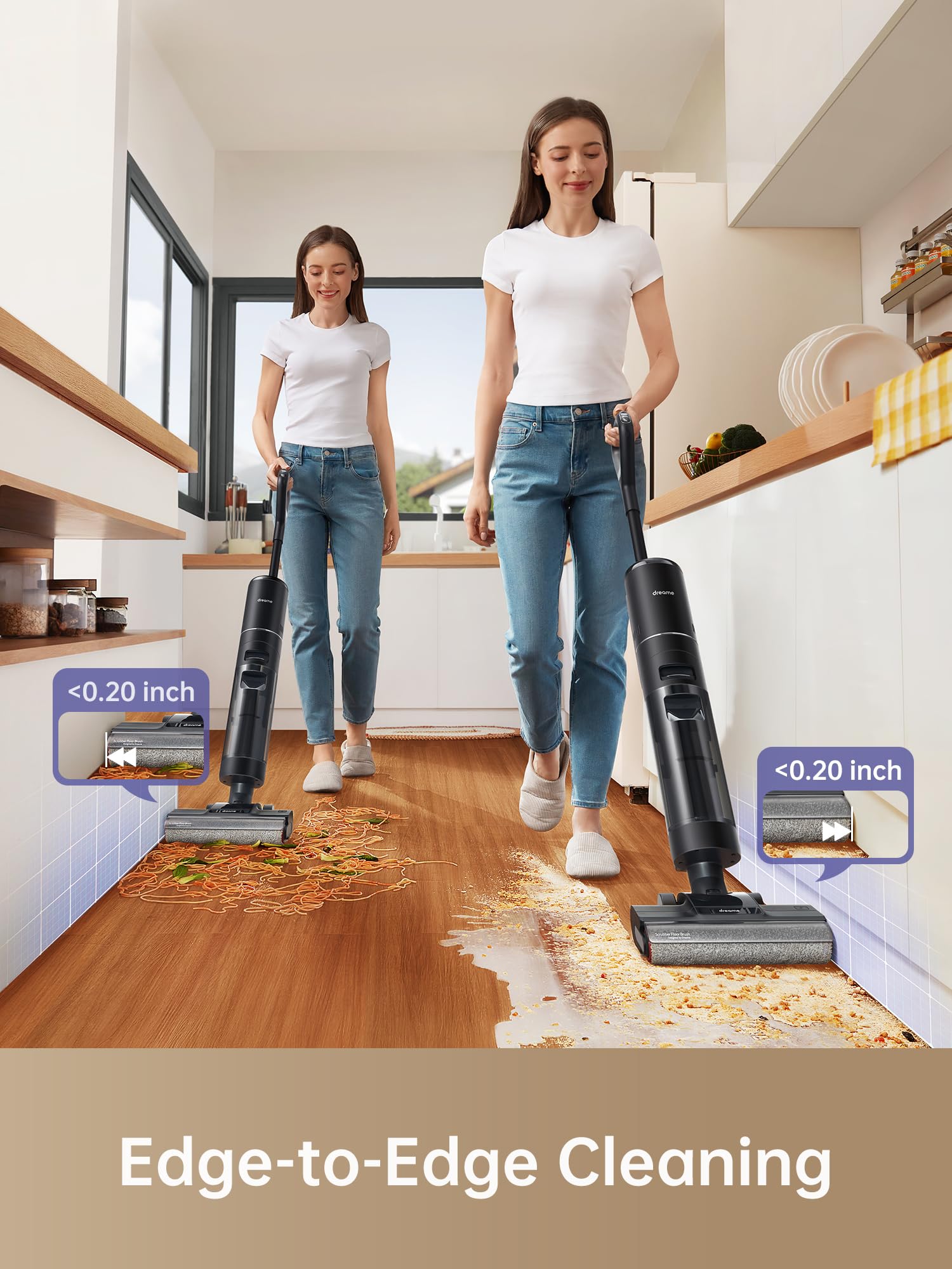 DREAME H12 PRO Cordless Wet Dry Vacuum Cleaner and Mop Combo, Smart Floor Cleaner for Hardwood & Tile Floors, One-Step Edge-to-Edge Cleaning with Hot Air Drying - Perfect for Homes, Offices, and Pet Owners