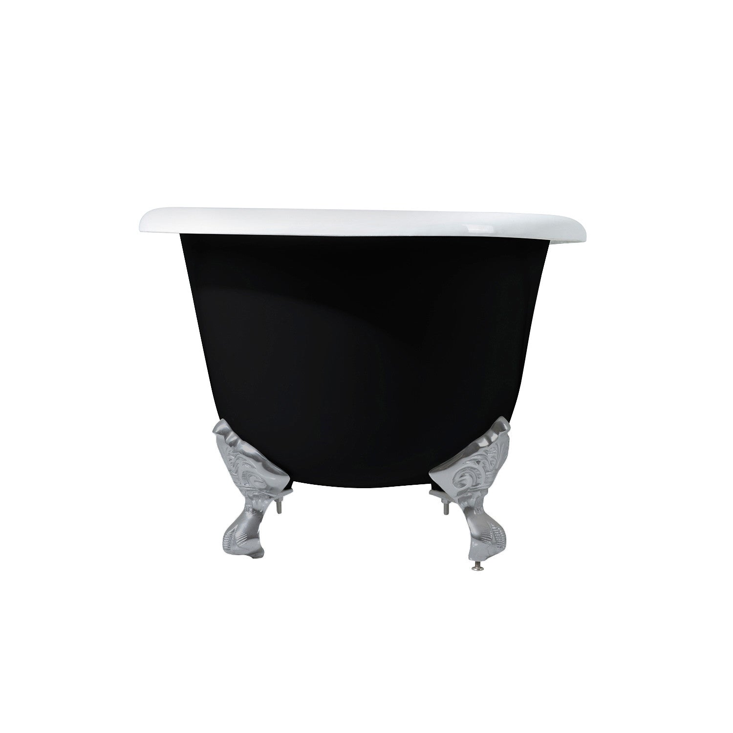Aqua Eden 66 Inch Cast Iron Clawfoot Bathtub - Oval Double Ended Freestanding Soaking Tub (No Faucet Drillings) in Black/White/Brushed Nickel - Perfect for Vintage Bathroom & Luxury Spa Retreat