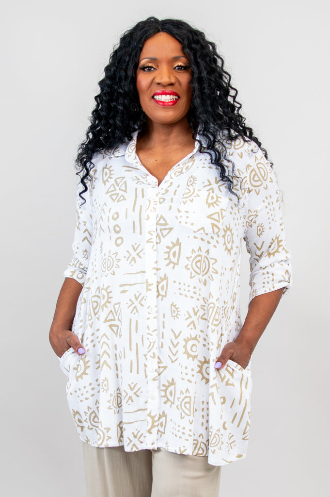 Celine Blouse for Women - Suna Linen Bamboo Shirt - Elegant Casual Wear for Office, Date Night & Summer Outfits