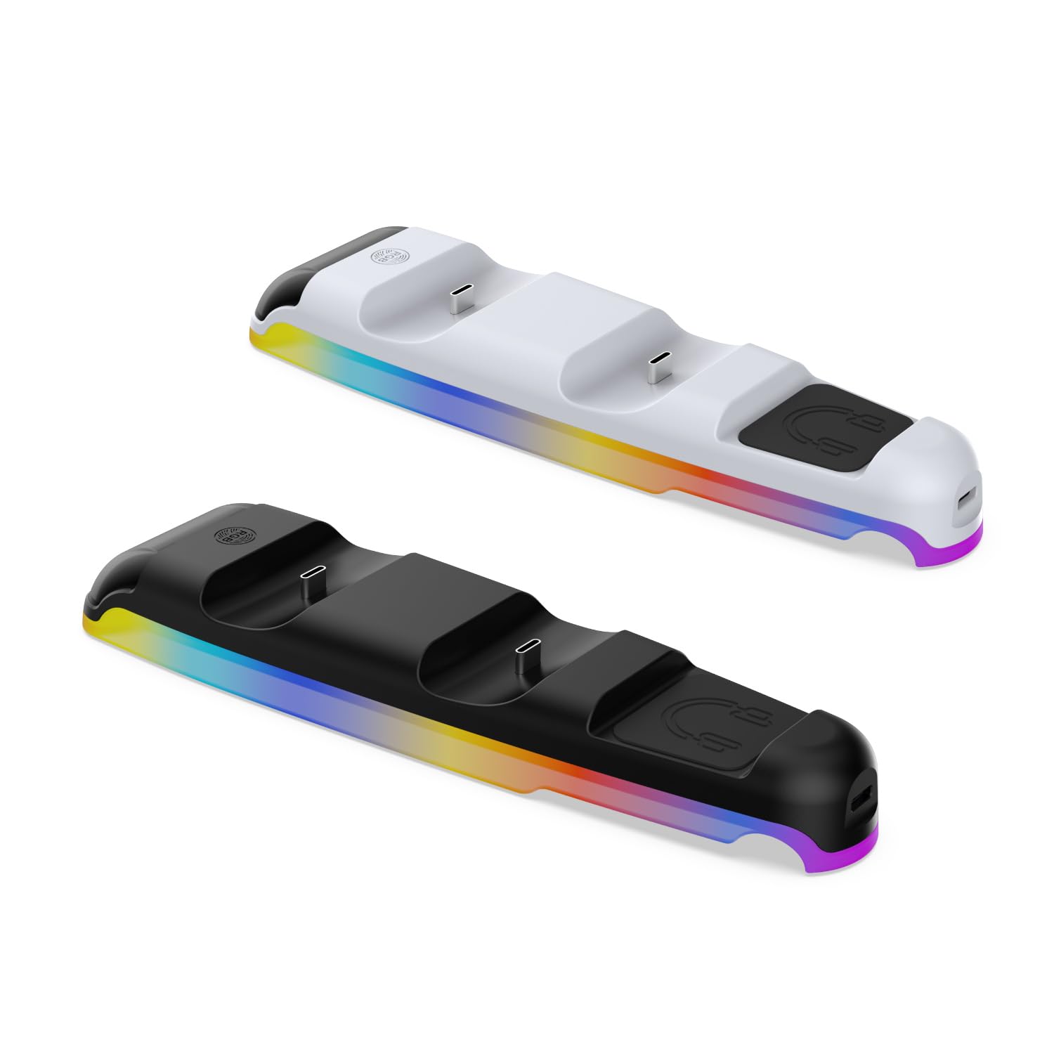 Fast Charging Dock for PS5 Slim Controller - RGB Replacement Charging Station with LED Lights for Playstation 5 Slim Console (Black) - Perfect for Gaming Setup & Nighttime Play