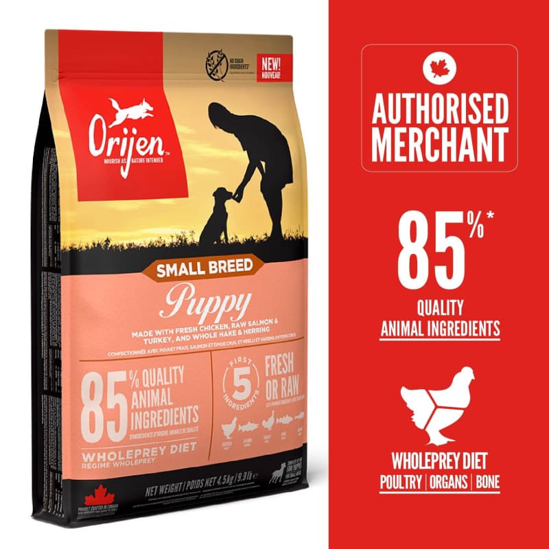 ORIJEN Small Breed Puppy Dry Dog Food - Premium Grain-Free Kibble for Toy & Mini Dogs (2 Sizes) - Perfect for Growing Puppies & Active Small Breeds